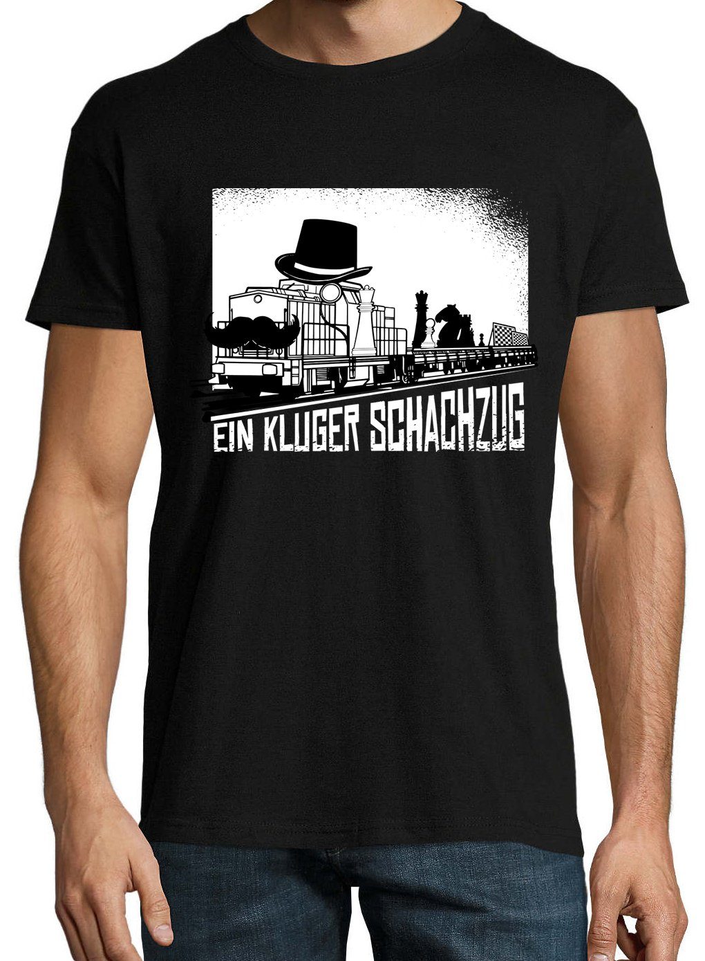 Ein Herren Schwarz trendigem Shirt Designz mit Schachzug Frontprint Youth Kluger T-Shirt