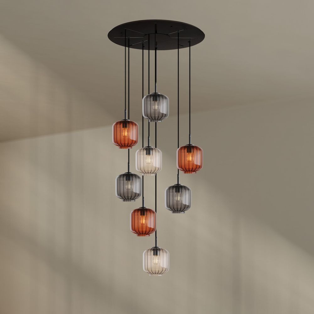 s.luce Pendelleuchte Velo Galerieleuchte 8-flammig Ø 80cm Baldachin Ø 20cm Mehrfarbig