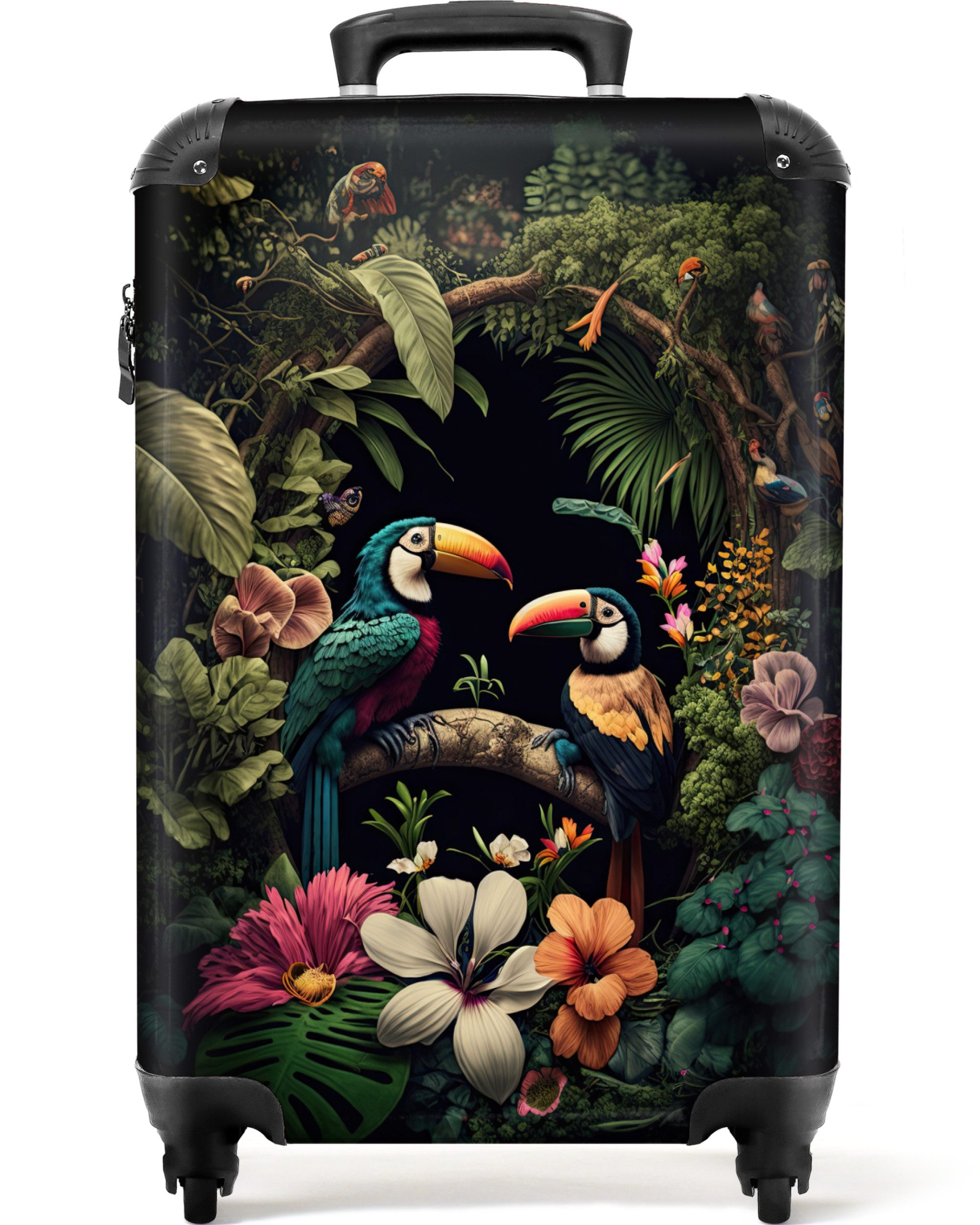 NoBoringSuitcases.com© Hartschalen-Trolley Vogel - Blumen - günstig online kaufen