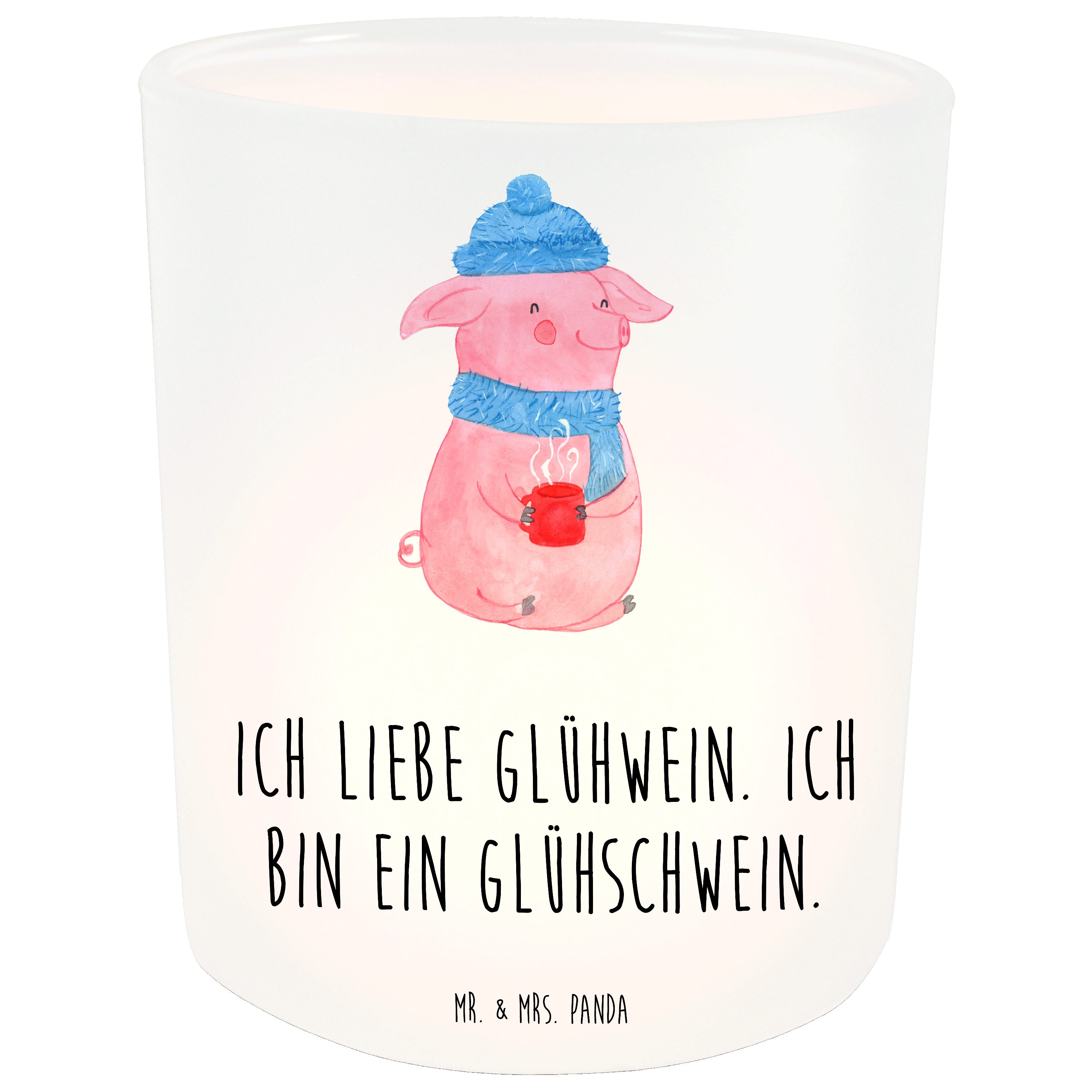 Mr. & Mrs. Panda Windlicht Glühschwein - Transparent - Geschenk, Weihnachtsmarkt, Punsch, Teelic (1 St) | Windlichter
