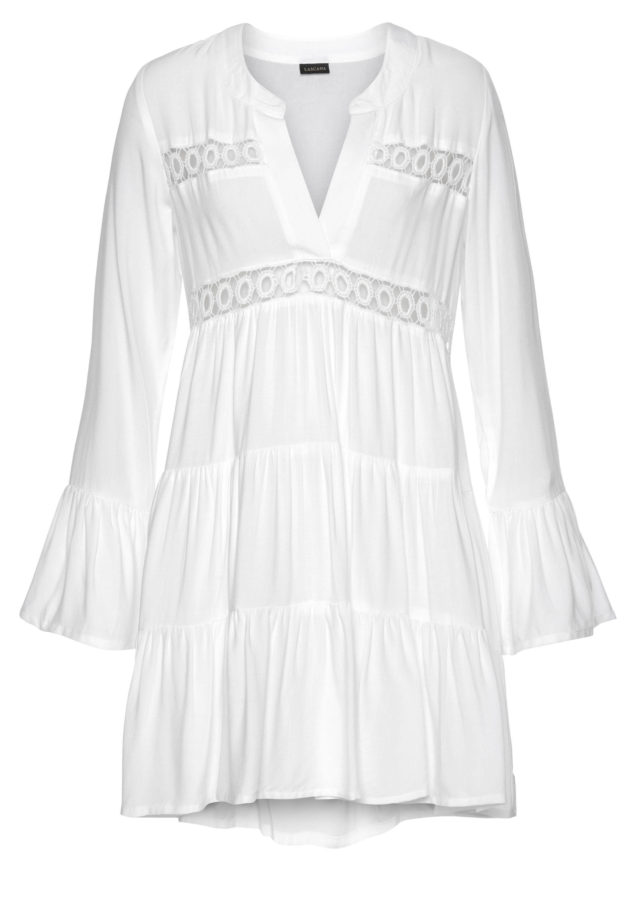 LASCANA Longbluse in weiter Form mit Spitzeneinsätzen Tunika in A-Form, lockeres Blusenkleid, elegantes Strandkleid – Bild 2 von 5