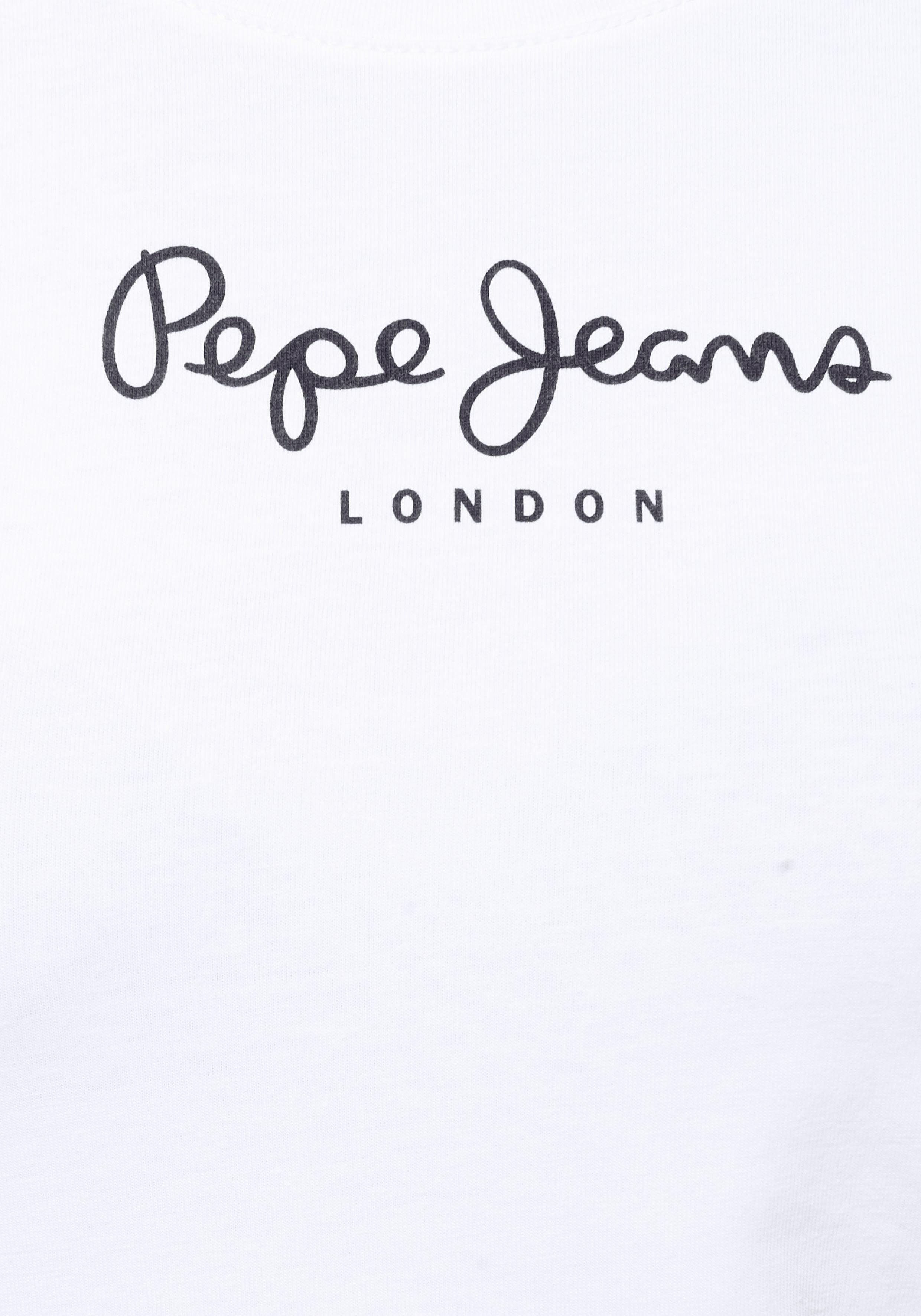 NEW 100 Logo-Print mit white VIRGINIA T-Shirt Jeans Pepe