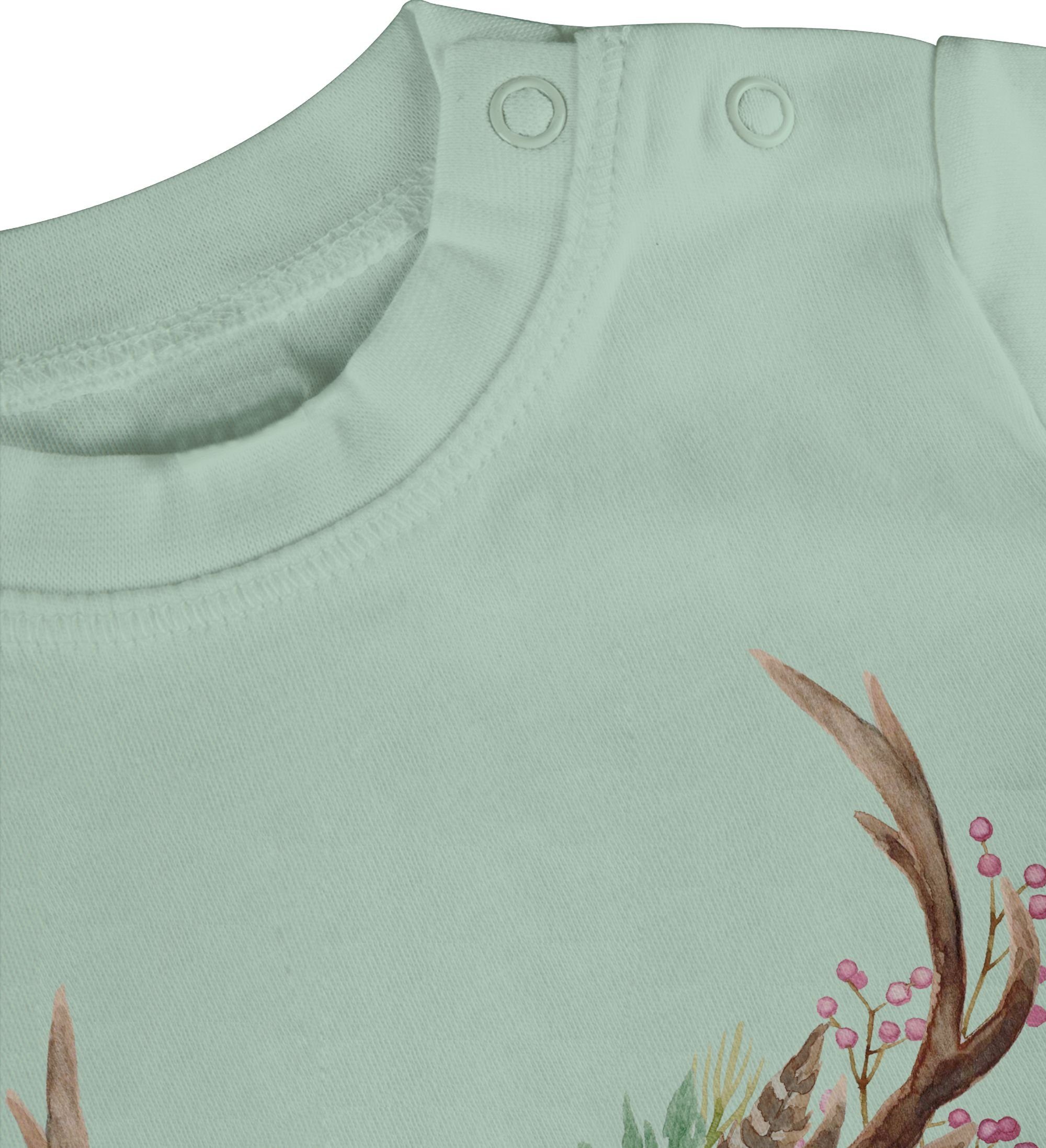 Lausmadl Oktoberfest Mode 2 Baby Outfit Hirschgeweih T-Shirt Mintgrün für Shirtracer