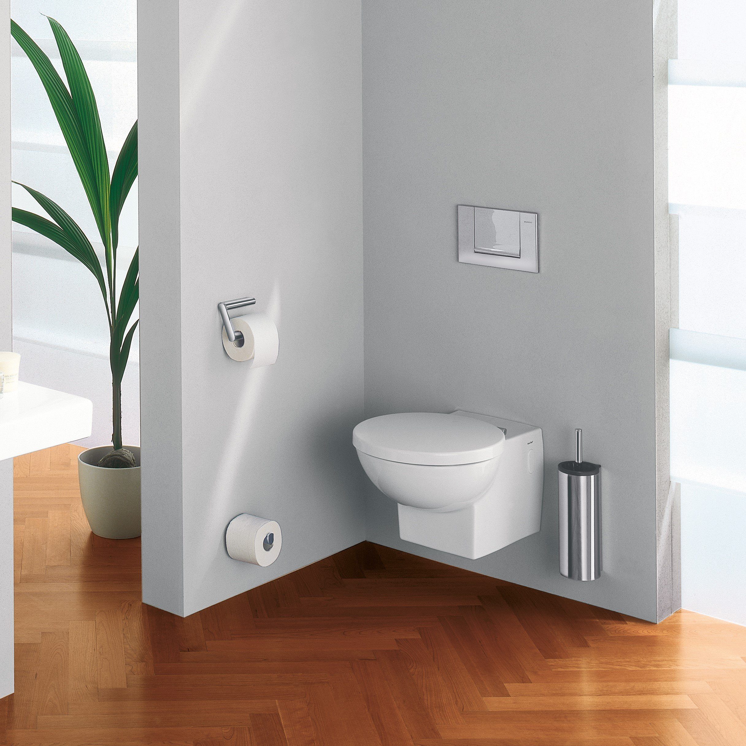 Halterung aus WC-Bürste mit Toilettenbürstengarnitur (Vormontiert), Plan, Metall, Keuco WC-Reinigungsbürste und