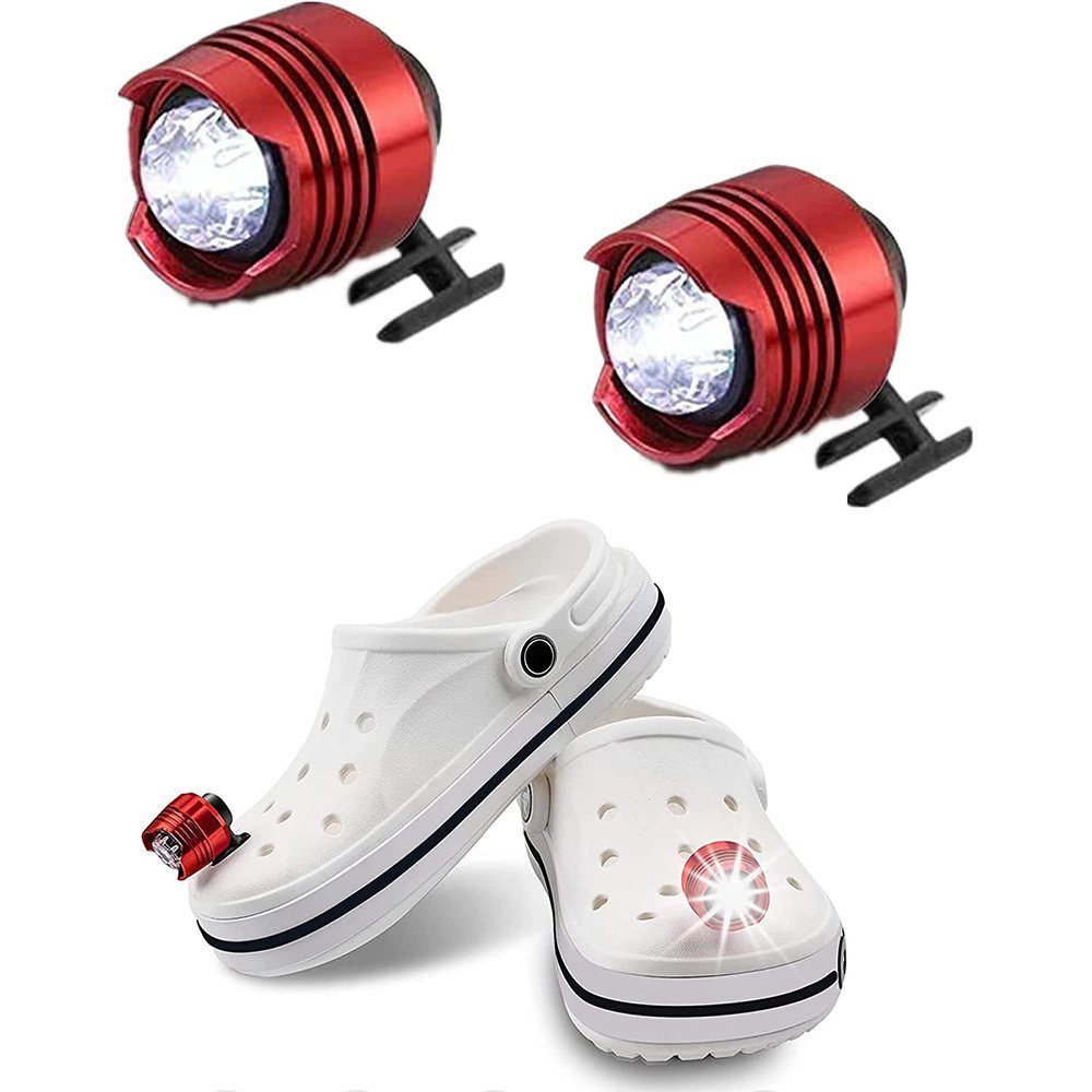 zggzerg LED Scheinwerfer 2 Stück Scheinwerfer für Croc Schuhe Headlights für Clogs Croc-Zubehör Rot