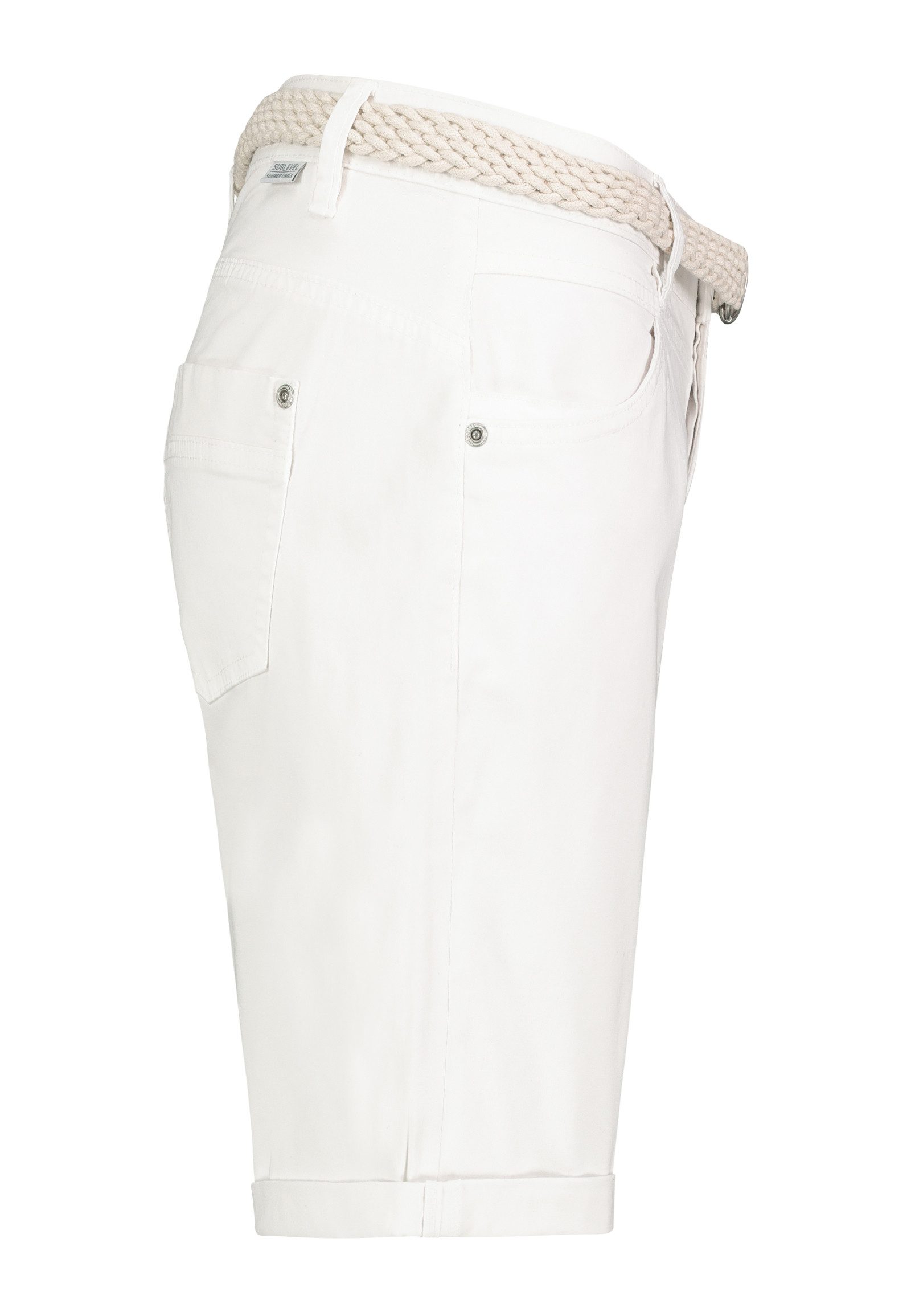 SUBLEVEL Bermudas Kurzes Design mit Flechtgürtel und gekrempeltem Saum Twill Bermuda Shorts