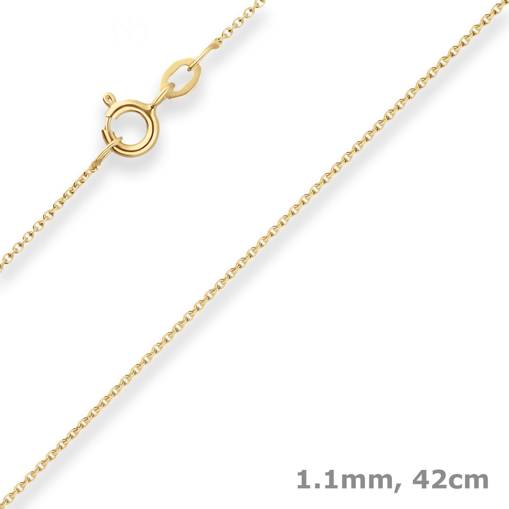 Goldkette 1,1mm Rund-Ankerkette aus 375 Gelbgold 42cm