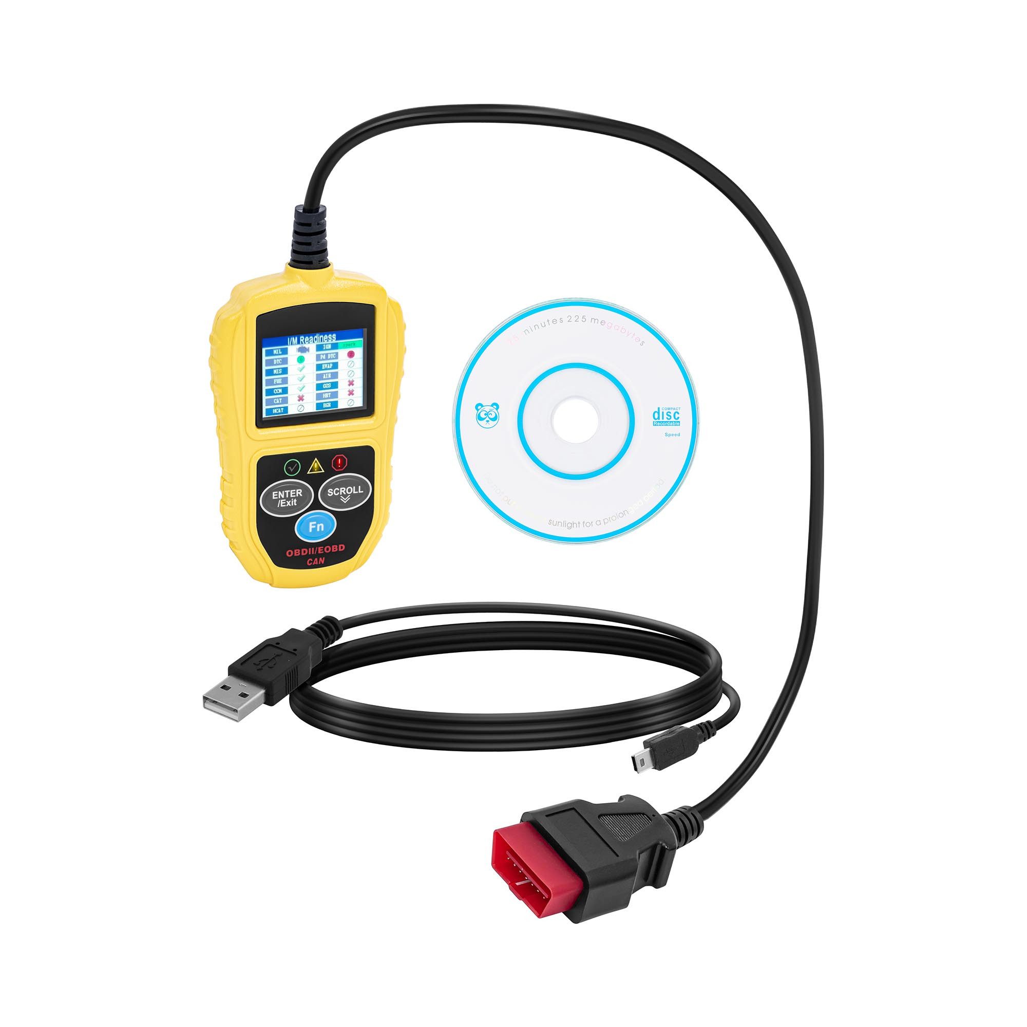 OBD2-Diagnosegerät OBD2-Scanner Kfz 18 V LCD 9 Modi Fehlercodes VIN IDs CVN PCM ECU MIL