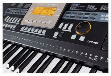 Classic Cantabile Home Keyboard CPK-403 - Arranger-Keyboard mit 61 anschlagdynamischen Tasten, (Spar-Set, 3 tlg., inkl. Keyboardständer und Kopfhörer), 618 Klänge, USB, DSP-Klangprozessor und Begleitautomatik