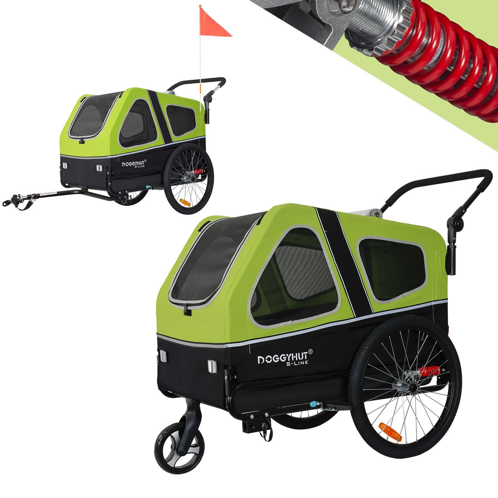 TIGGO Fahrradhundeanhänger Doggyhut S-Line XXL Fahrradanhänger & Hundebuggy 2 in 1