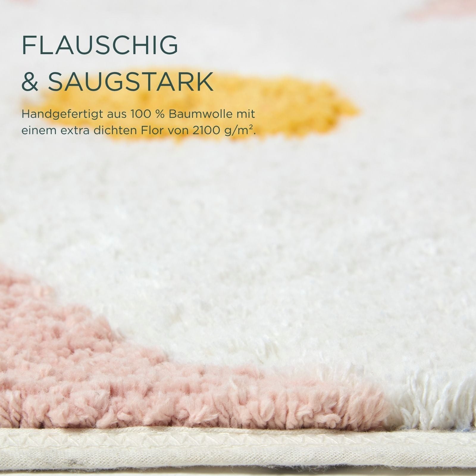 Homescapes Badematte Badematte Blumen 50x80 cm - Badteppich rosa, 100 % Baumwolle, Höhe 10 mm, 50 x 80 cm – Bild 3 von 5