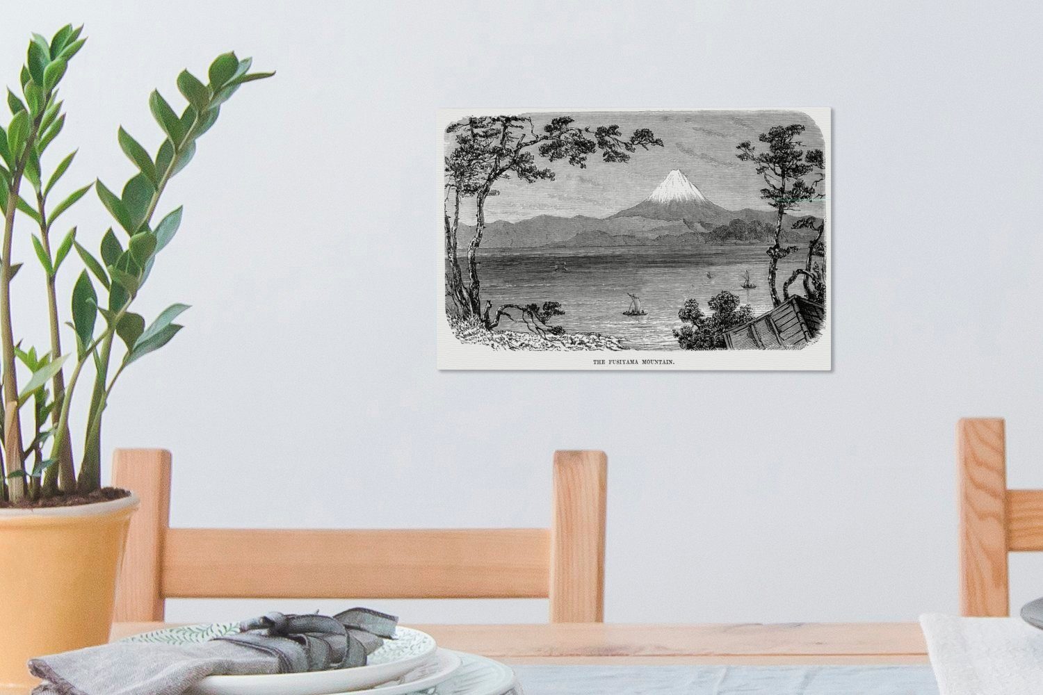 Wandbild Schwarz-Weiß-Abbildung Mount (1 des St), Eine Wanddeko, Leinwandbilder, Fuji, Leinwandbild 30x20 OneMillionCanvasses® Aufhängefertig, cm