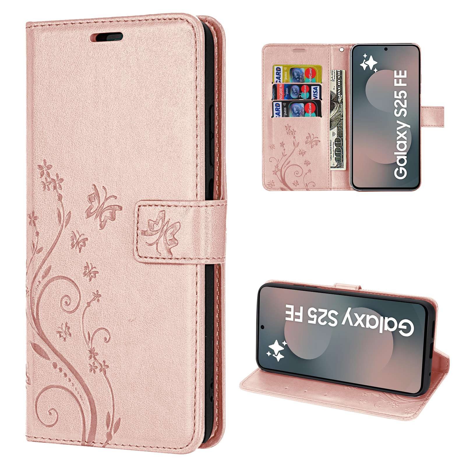 betterfon Handyhülle Handytasche für Samsung Galaxy S25 FE Klapphülle mit Kartenfächern, Bookstyle-Hülle: Magnetverschluss 3 Kartenfächer & Standfunktion