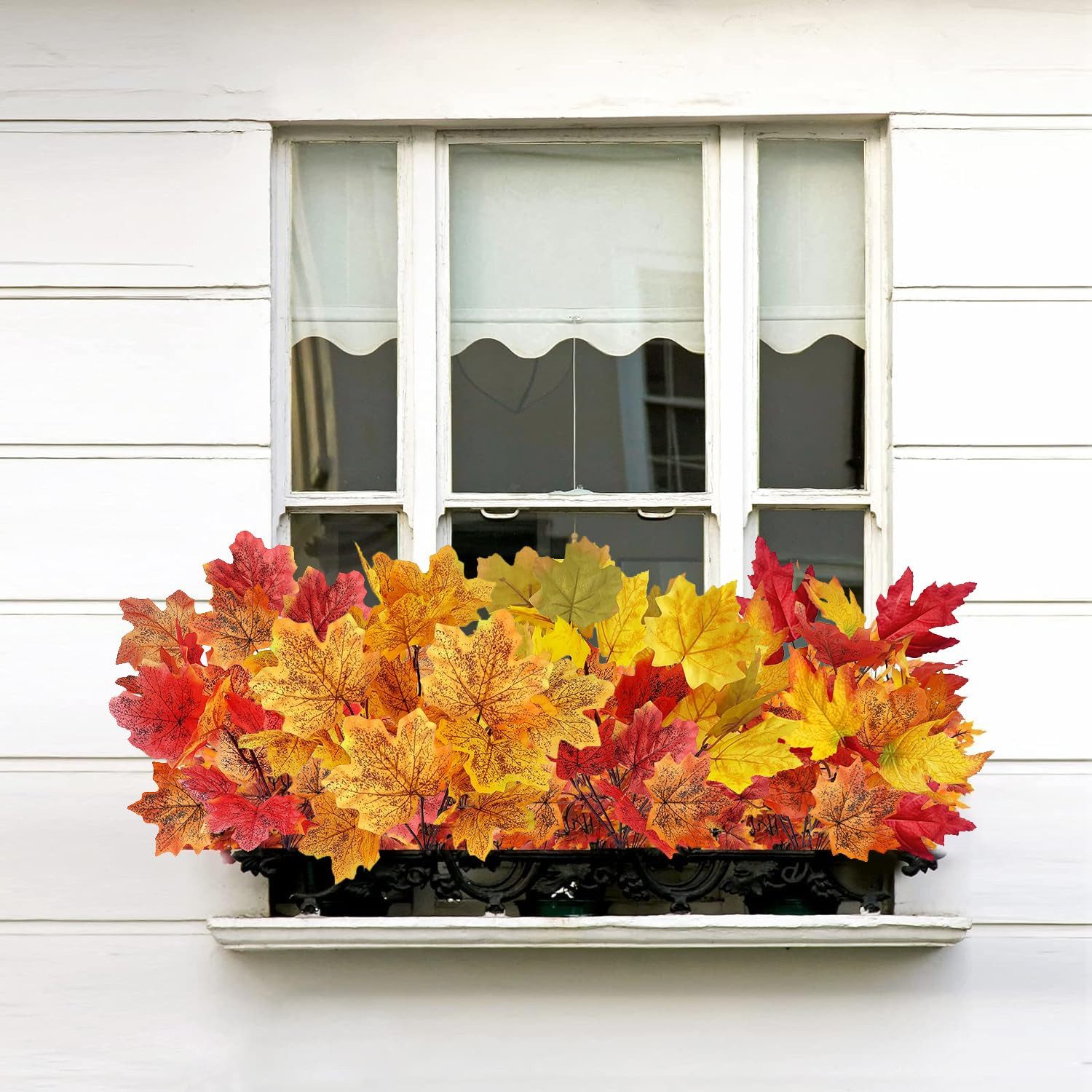 Kunstblumenstrauß 4 Bündel Künstliche Herbststrauß Ahorn Blätter Zweige Herbstzweige, Agger, Kunstpflanzen Herbst für Erntedankfest Halloween Deko Herbstdeko – Bild 4 von 5