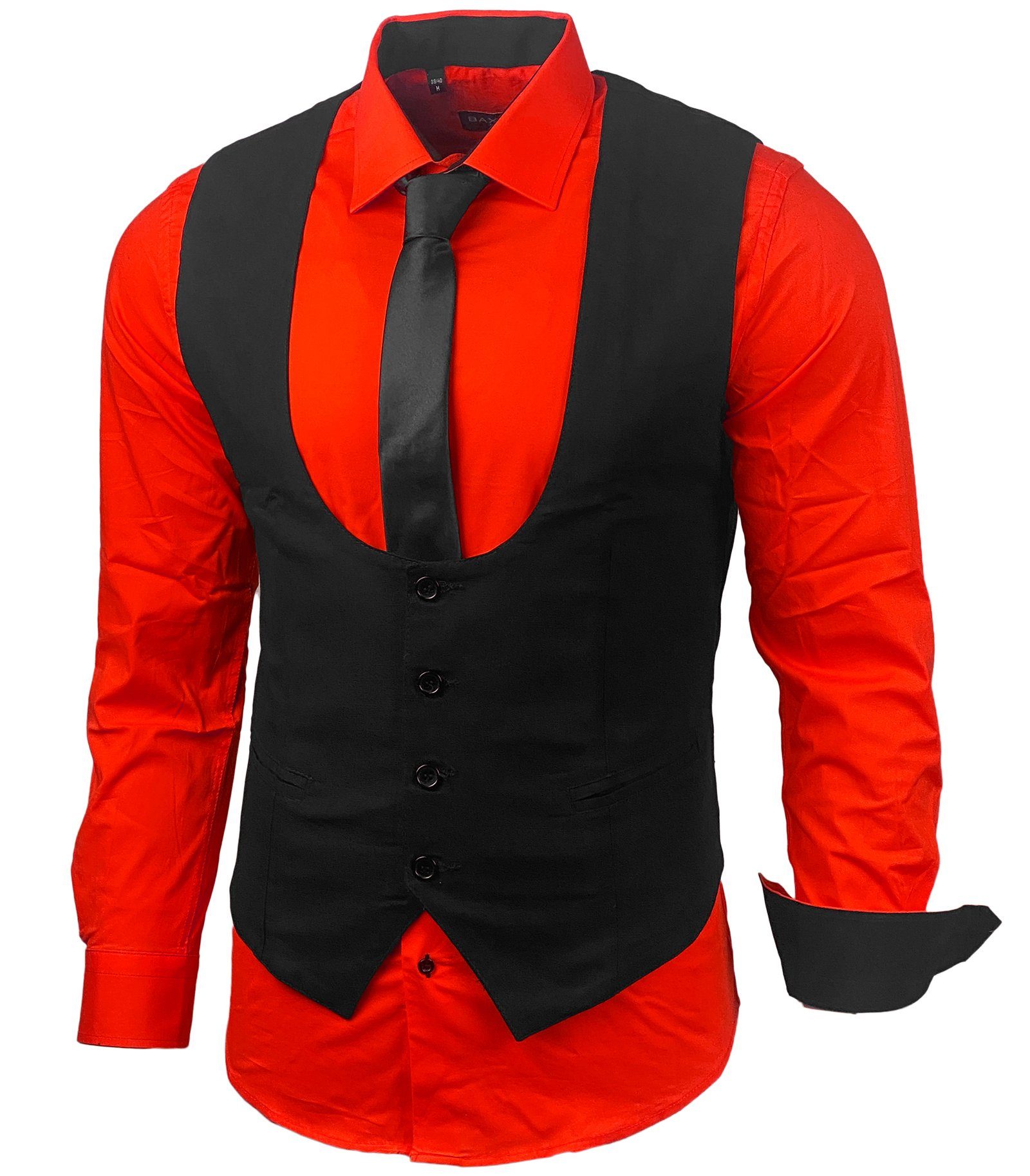 Baxboy Langarmhemd Baxboy Hemd/Weste/Krawatte Set Business Herrenanzug-Set HWKR B-101