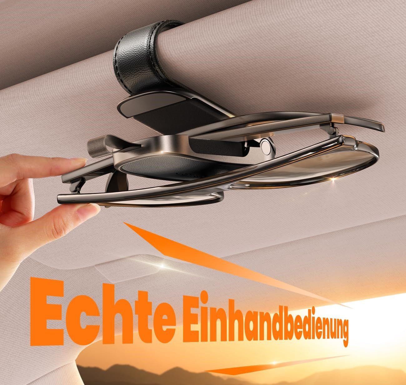 FOUORTUNATE-BEE Brillenetui Magnetischer Sonnenbrillenhalter für Auto-Sonnenblende, Schwarz, Auto Brillenhalter mit Einhandbedienung für Sonnenblenden – Bild 2 von 5