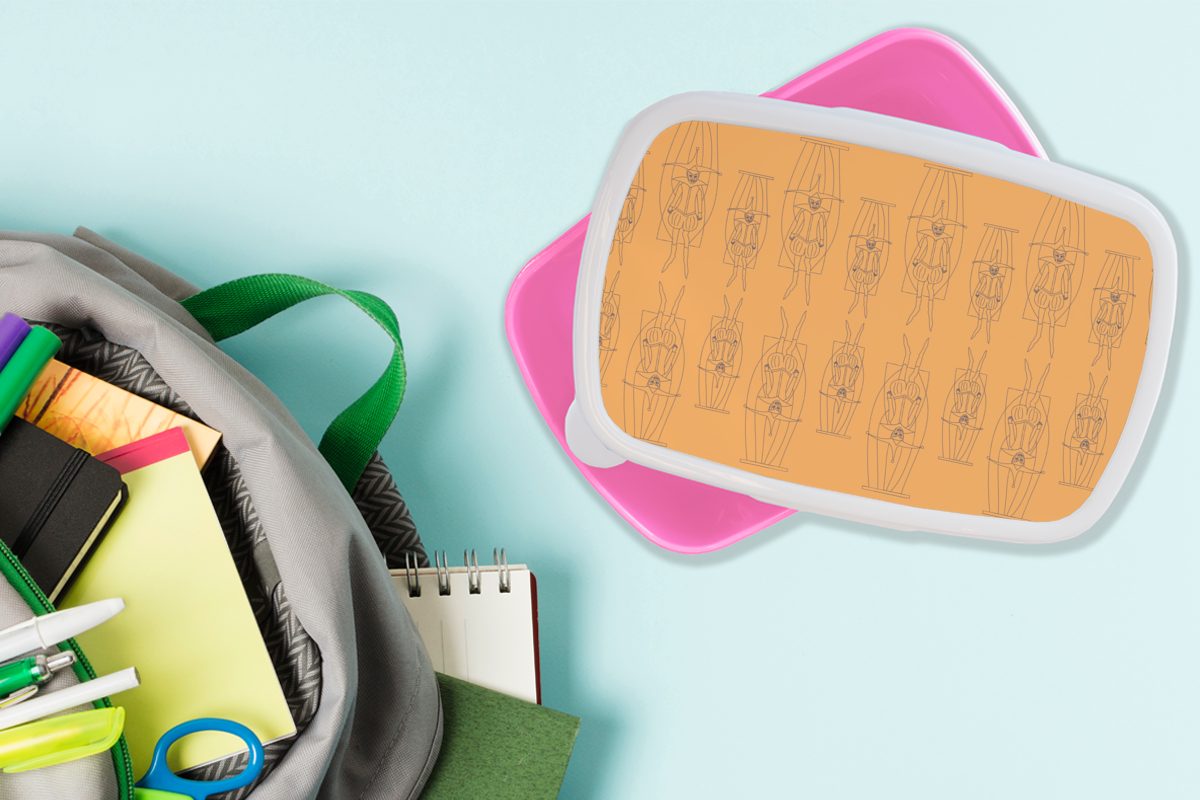Karneval Brotbox (2-tlg), - Snackbox, - Muster, MuchoWow Erwachsene, Kunststoff für Joker Lunchbox Kinder, rosa Brotdose Mädchen, Kunststoff,
