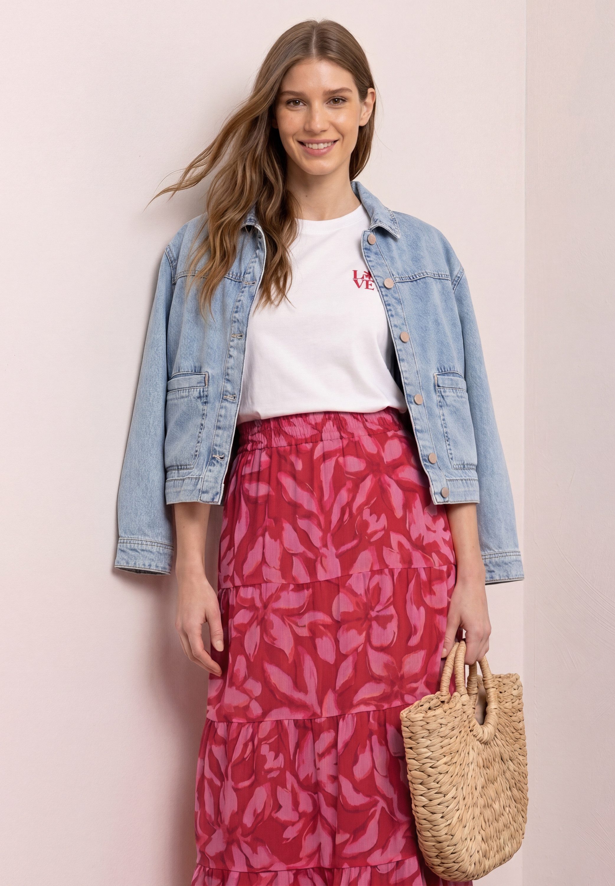 STREET ONE Maxirock Sommer aus Chiffon mit Print/Weich fallende Volants