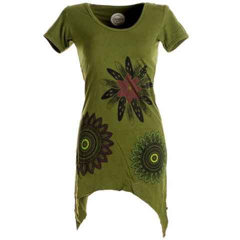 Vishes Tunikakleid Asymmetrisches Longshirt m. großen Blumen bedruckt Boho, Elfen, Hippie Style
