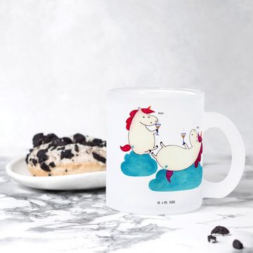 Mr. & Mrs. Panda Teeglas Einhorn Sekt - Transparent - Geschenk, Unicorn, Tasse mit Henkel, Tee, Premium Glas, Edler Aufdruck