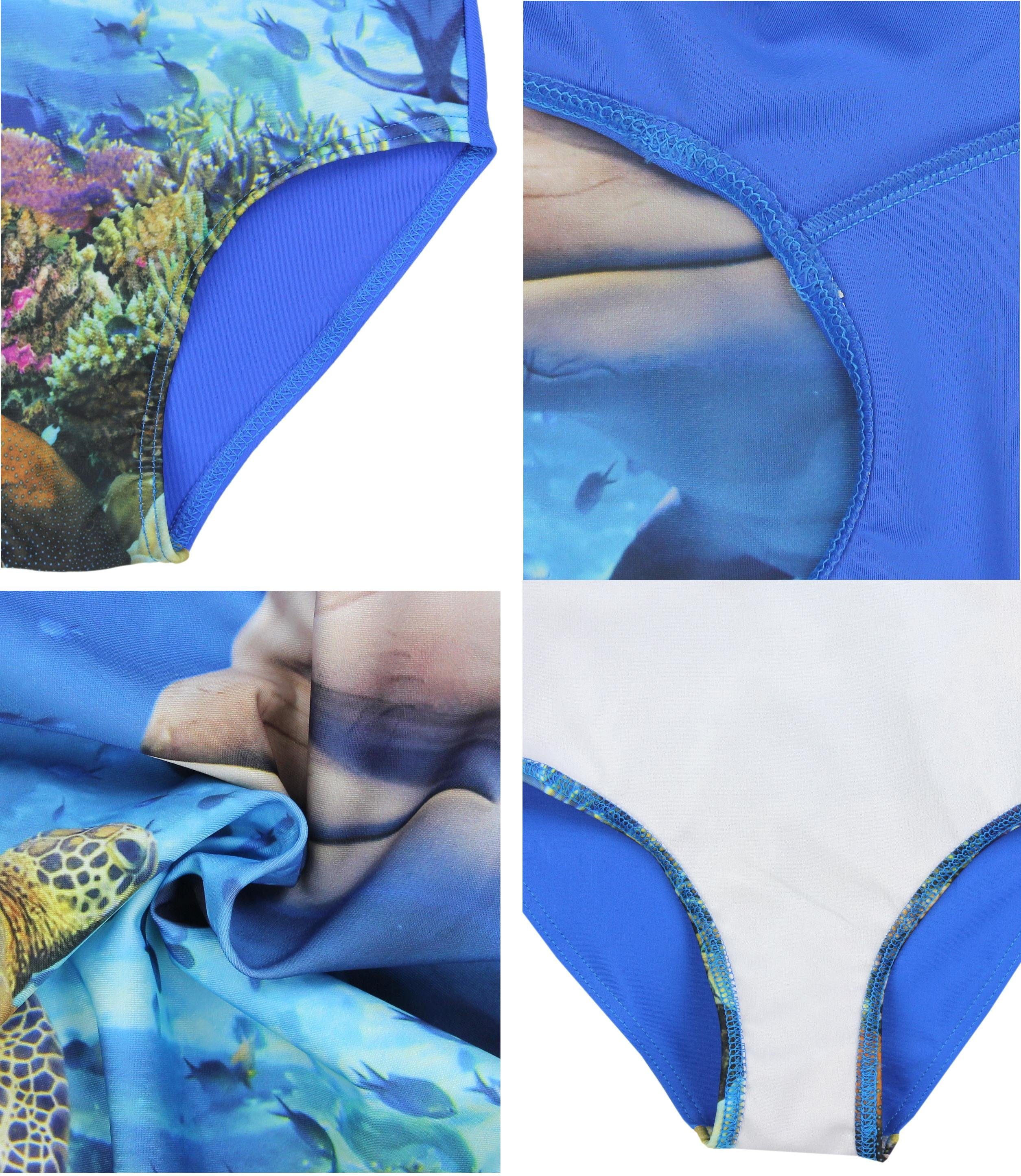 Aquarti Badeanzug Aquarti Mädchen mit Badeanzug Grün Print / Blau / Delphin Ringerrücken
