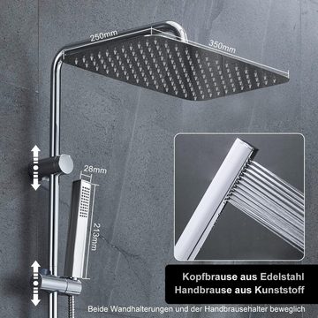 Görbach Duschsystem Regendusche Duschset, Höhe 150 cm, 1 Strahlart(en), mit Ablage Chrom Duschstangeset ohne Duscharmatur (35x25)
