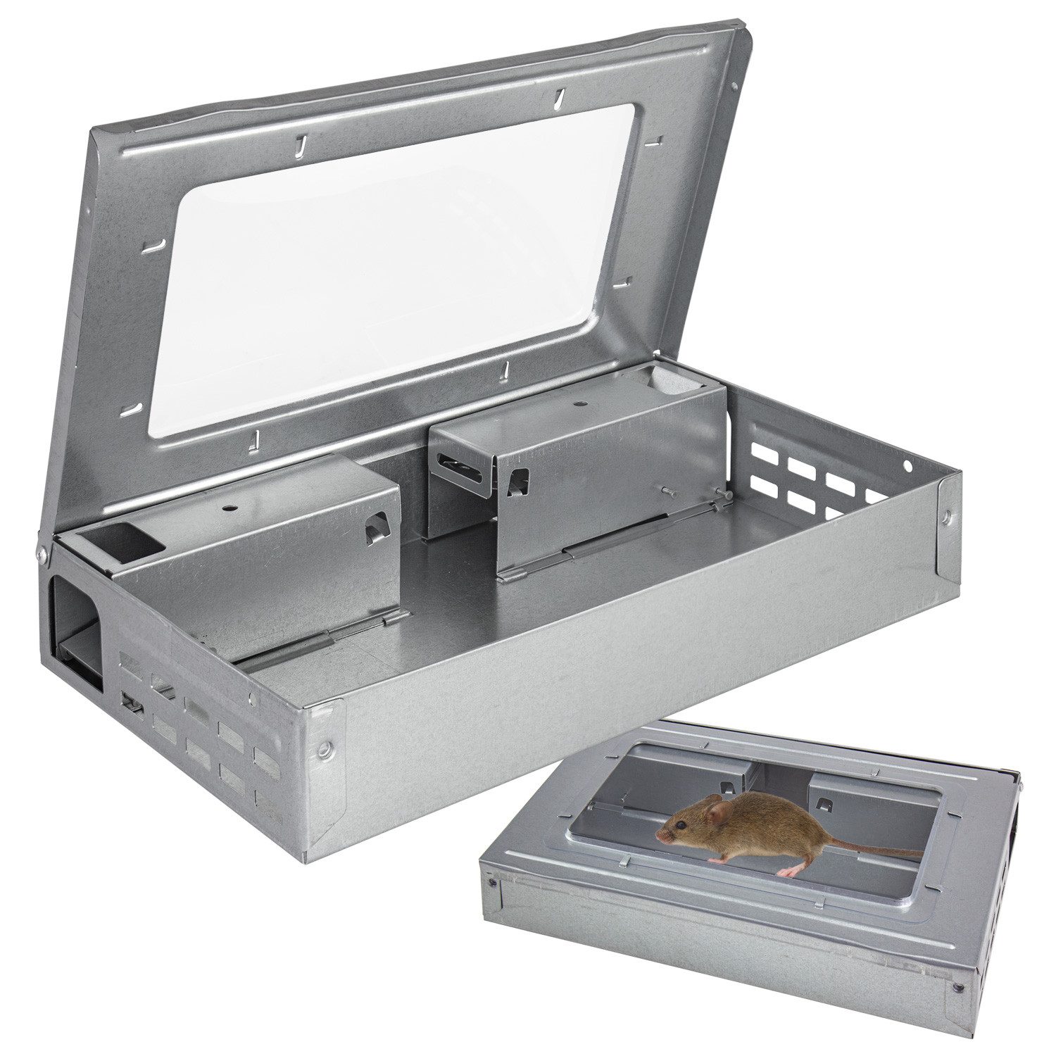 Petigi Lebendfalle 1x Köderbox Mäuseköderbox Köderstation Mausefalle Mäusefalle Metall