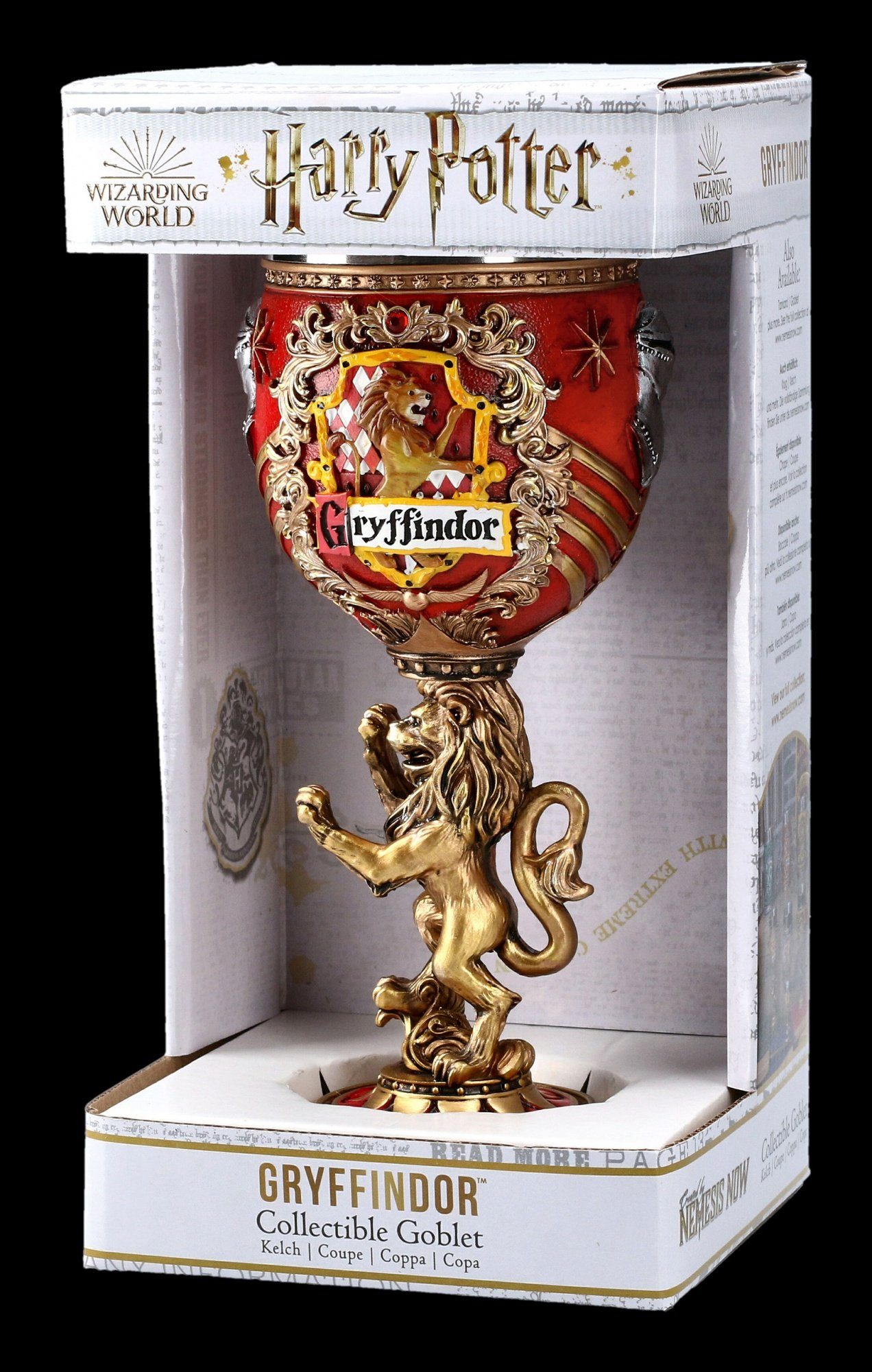 Figuren Shop GmbH Becher Harry Potter Kelch - Gryffindor - Film Dekoration Becher, Kunststein (Polyresin), Edelstahl
