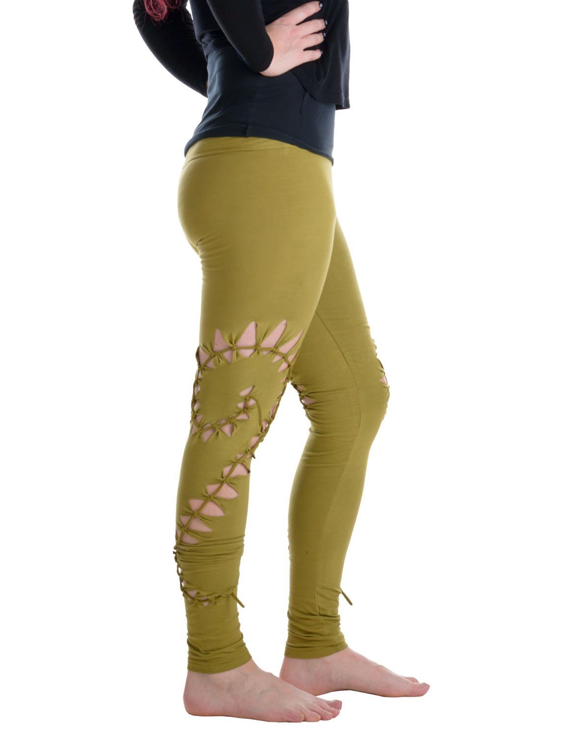 Vishes Leggings Geknüpfte Cutwork Leggings mit Spirale Goa, Ethno, Hippie Style