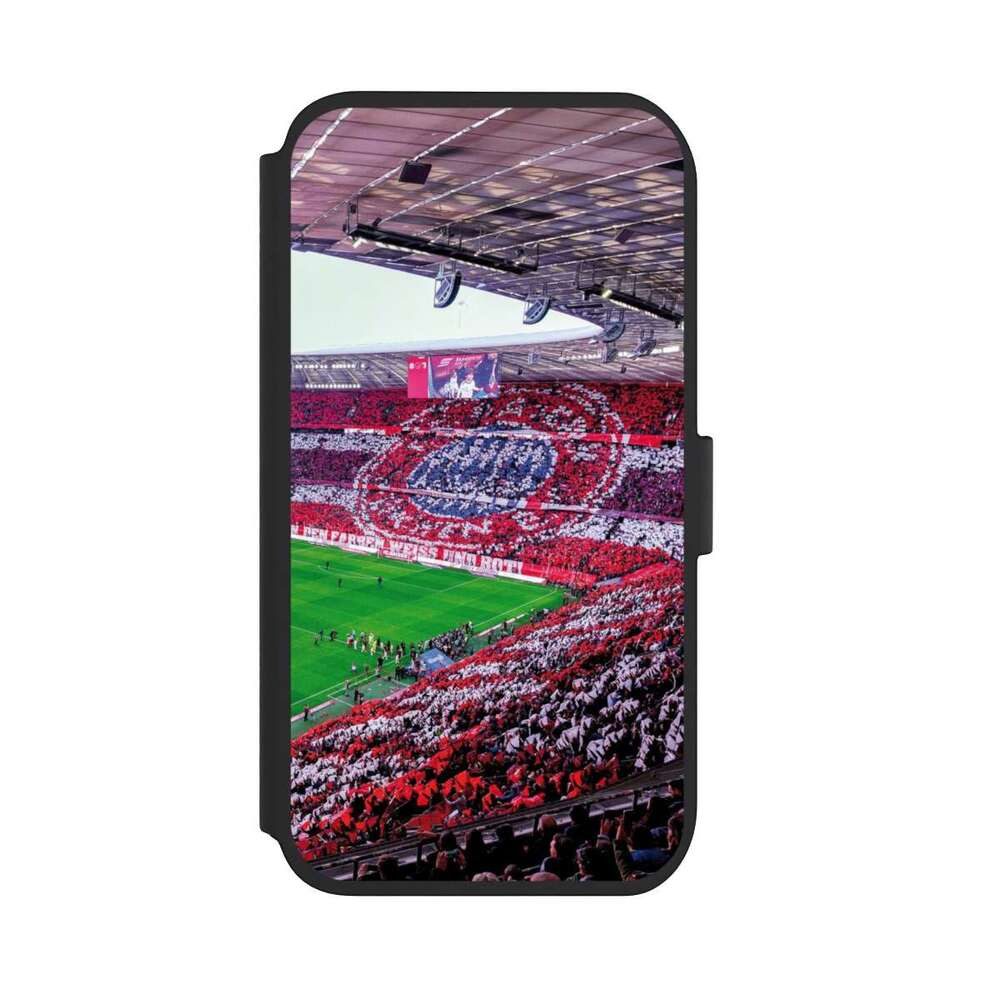 NIVOCASE Handyhülle FCB Stadion FC Bayern München FCB Stadion Tribüne, Apple iPhone 11 Klapphülle Handyhülle aus Kunst Leder NIVOflip schwarz