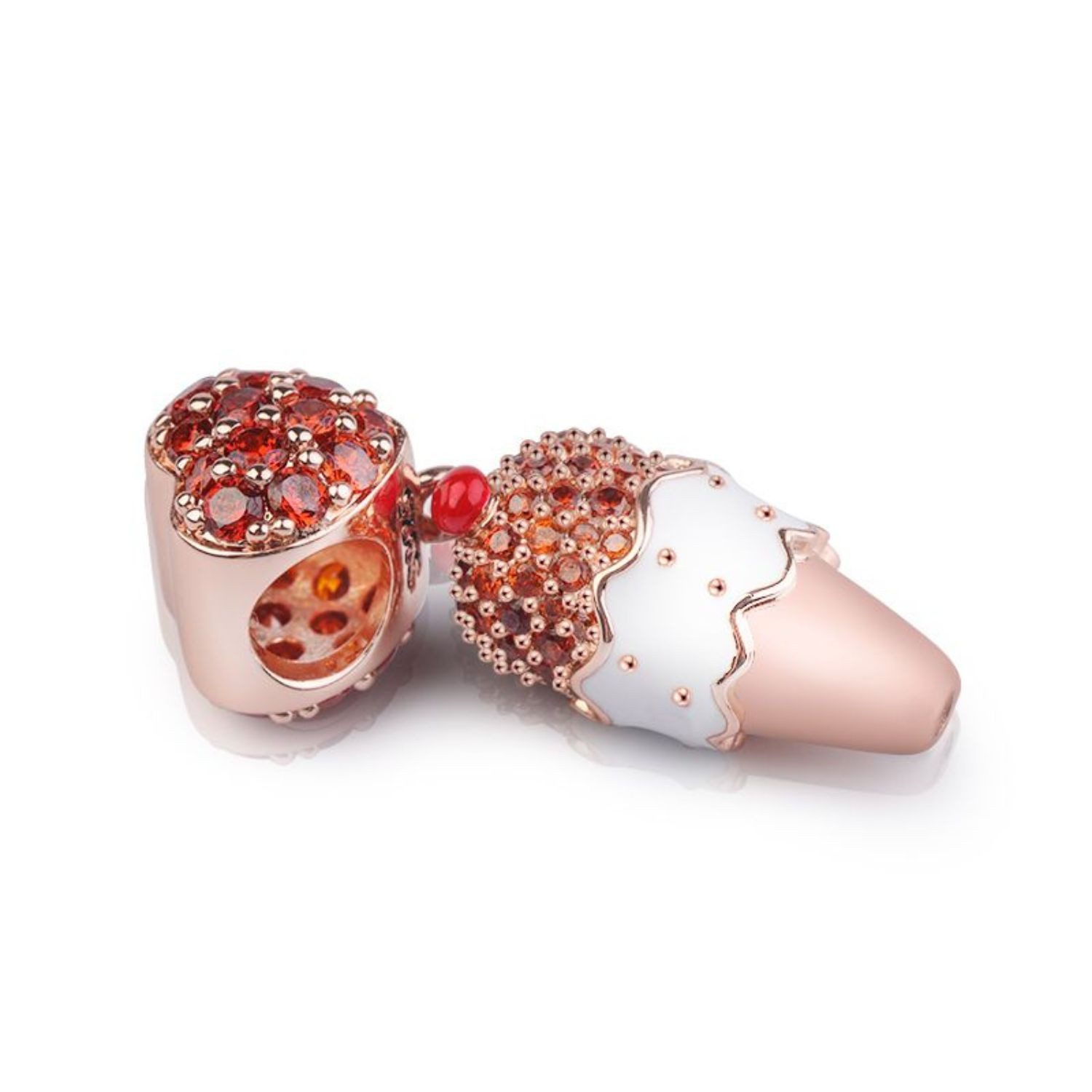 Gnoce Bead Gnoce Charm Anhänger Eiswaffel DMC011 Silber rosévergoldet