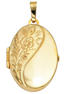 JOBO Medallionanhänger Anhänger Medaillon oval, 925 Silber vergoldet
