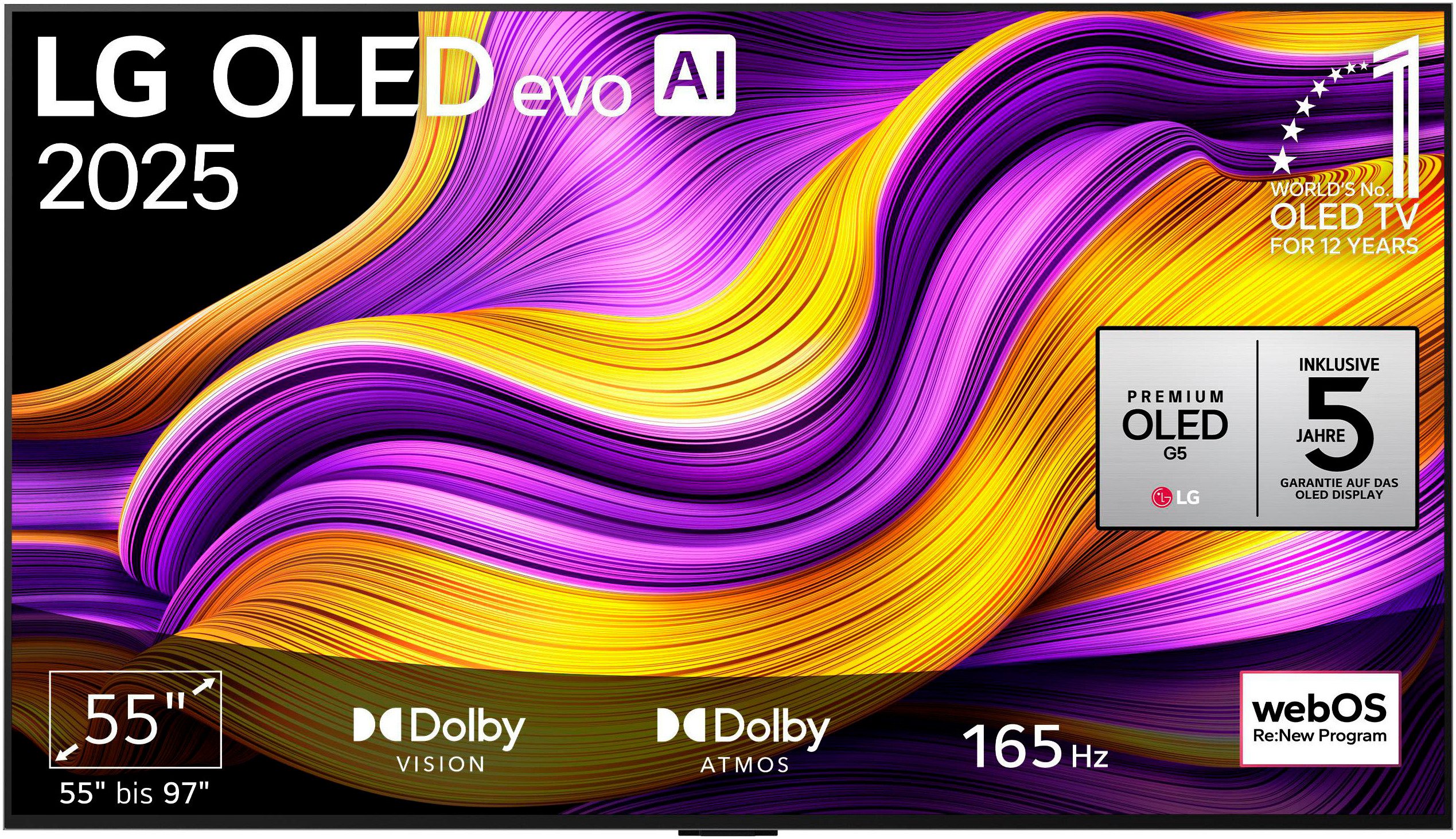 Valentinstagsgeschenk LG OLED55G57LW OLED-Fernseher (139 cm/55 Zoll, 4K Ultra HD, Smart-TV), schwarz|silberfarben