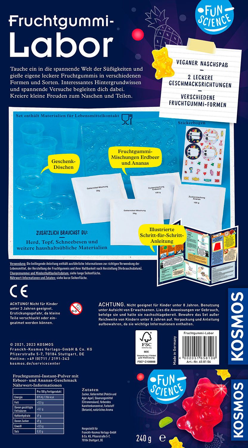 Kosmos Experimentierkasten Fun Science Fruchtgummi-Labor, Made in Germany
