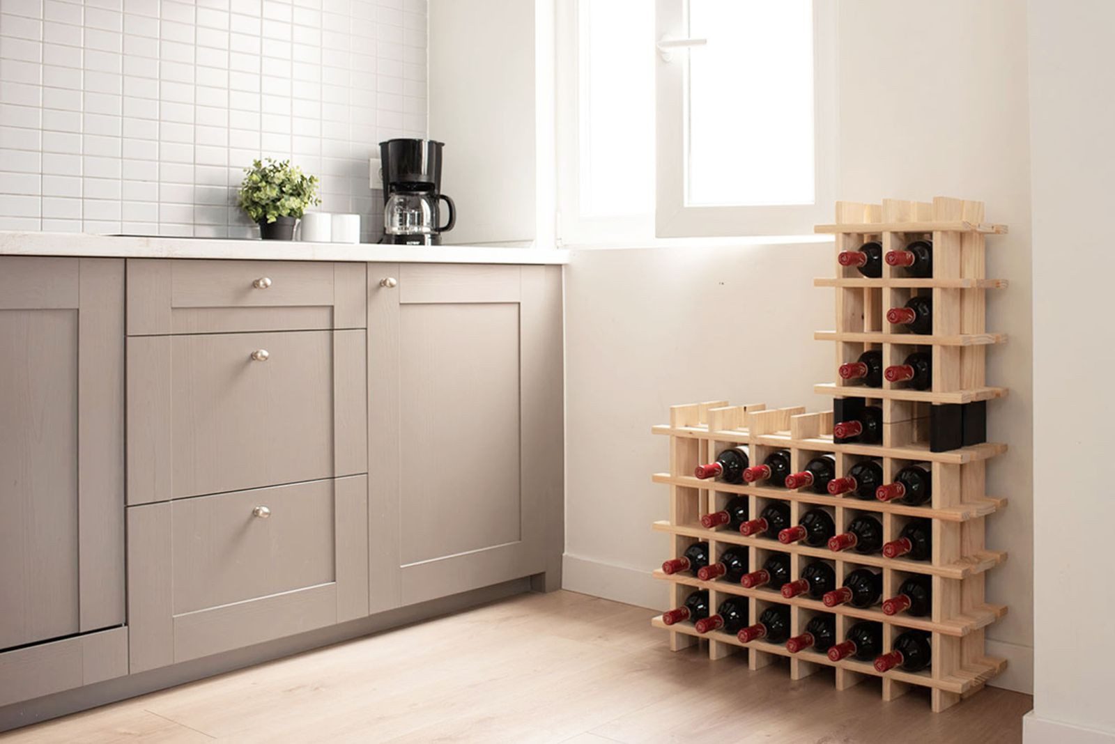 Astigarraga Kit Line Weinregal Weinregal Holzregal Flaschenregal, kleines Weinregal, bis zu 9 Flaschen
