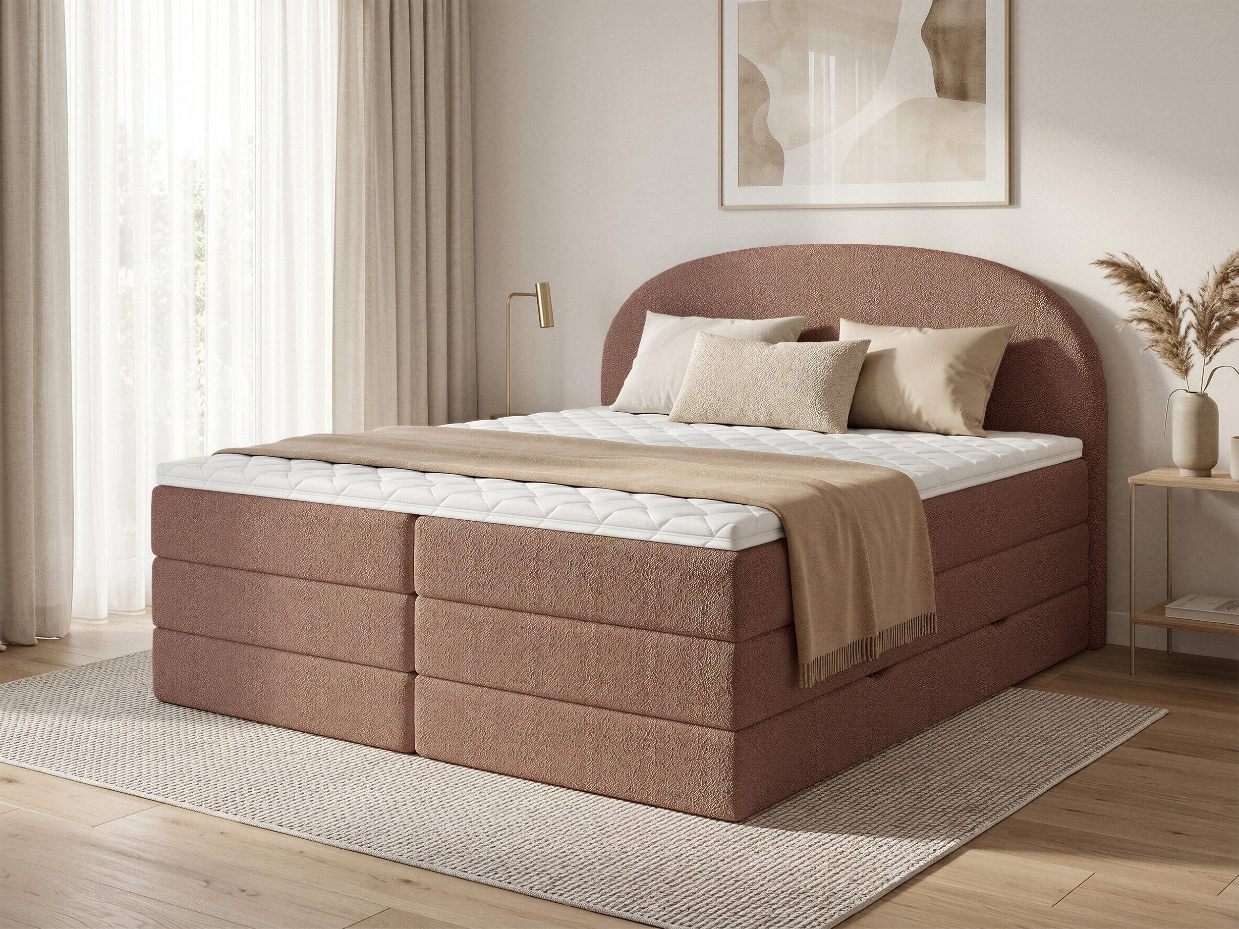 Sofnet Boxspringbett Cloud XL (2x Bettkästen, Bonellfederkern- und Taschenfederkernmatratze, Topper), Polsterbett, Doppelbett, Webstoff, mit Kopfteil, 140/160/180x200 cm