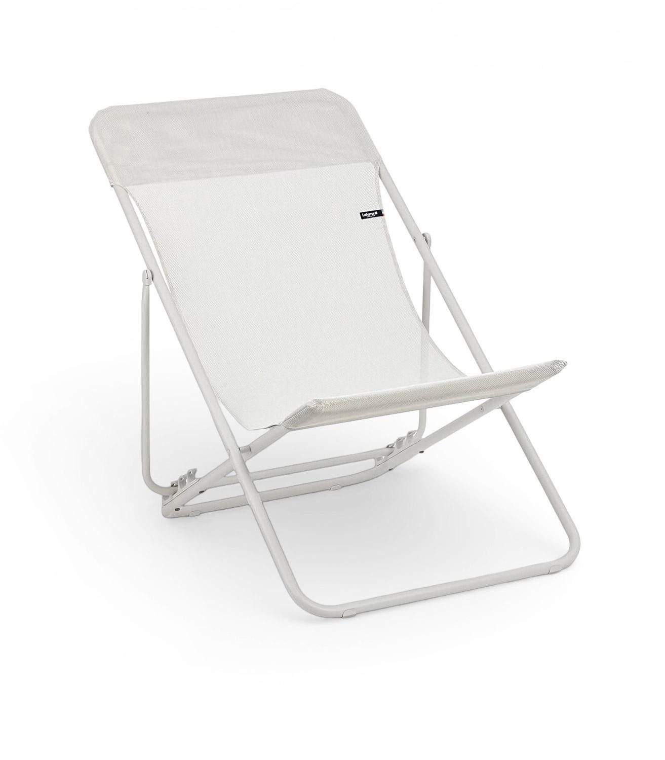 Lafuma Klappstuhl MAXI TRANSAT, Beige Seigle, Stahlrahmen, Batyline, Klappbar, verstellbare Rückenlehne, B 62 x H 91 x T 95 cm