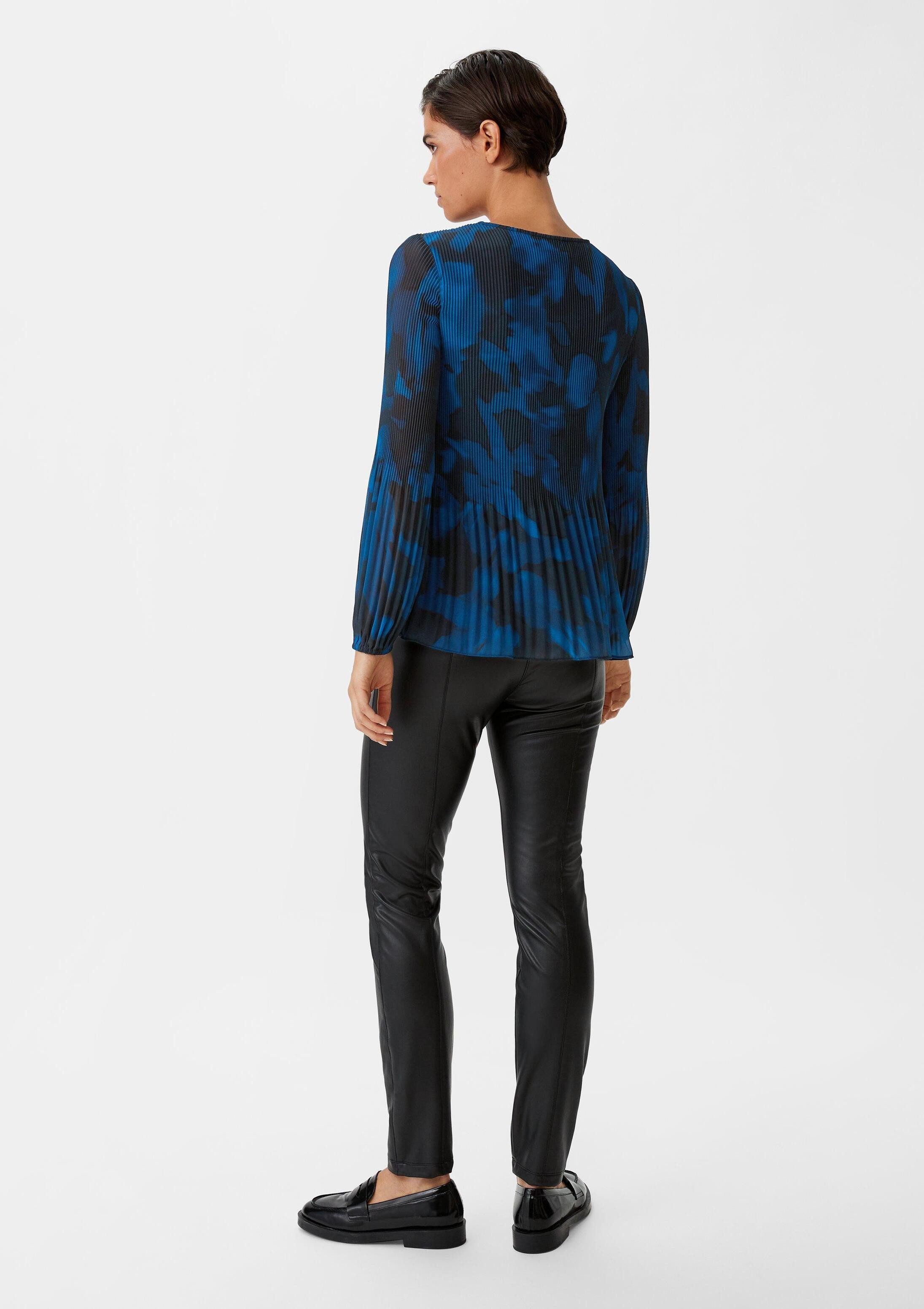 comma Langarmbluse Bluse Chiffonbluse mit Plisseefalten