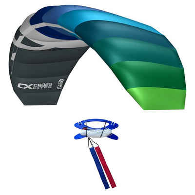 CrossKites Flug-Drache CrossKites Lenkmatte Air 2.1 Blue-Green Allround, mit Lenkschlaufen und Leinen