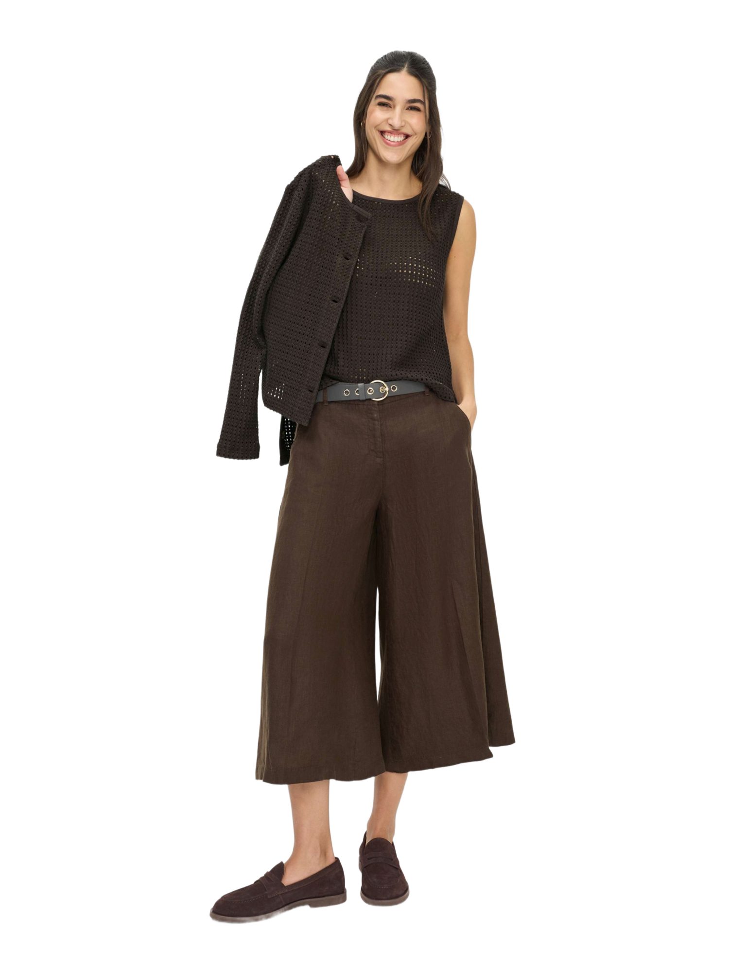 Brax Stretch-Hose braun,Casual,Leinen,Unifarben,Wide Leg,Mittel