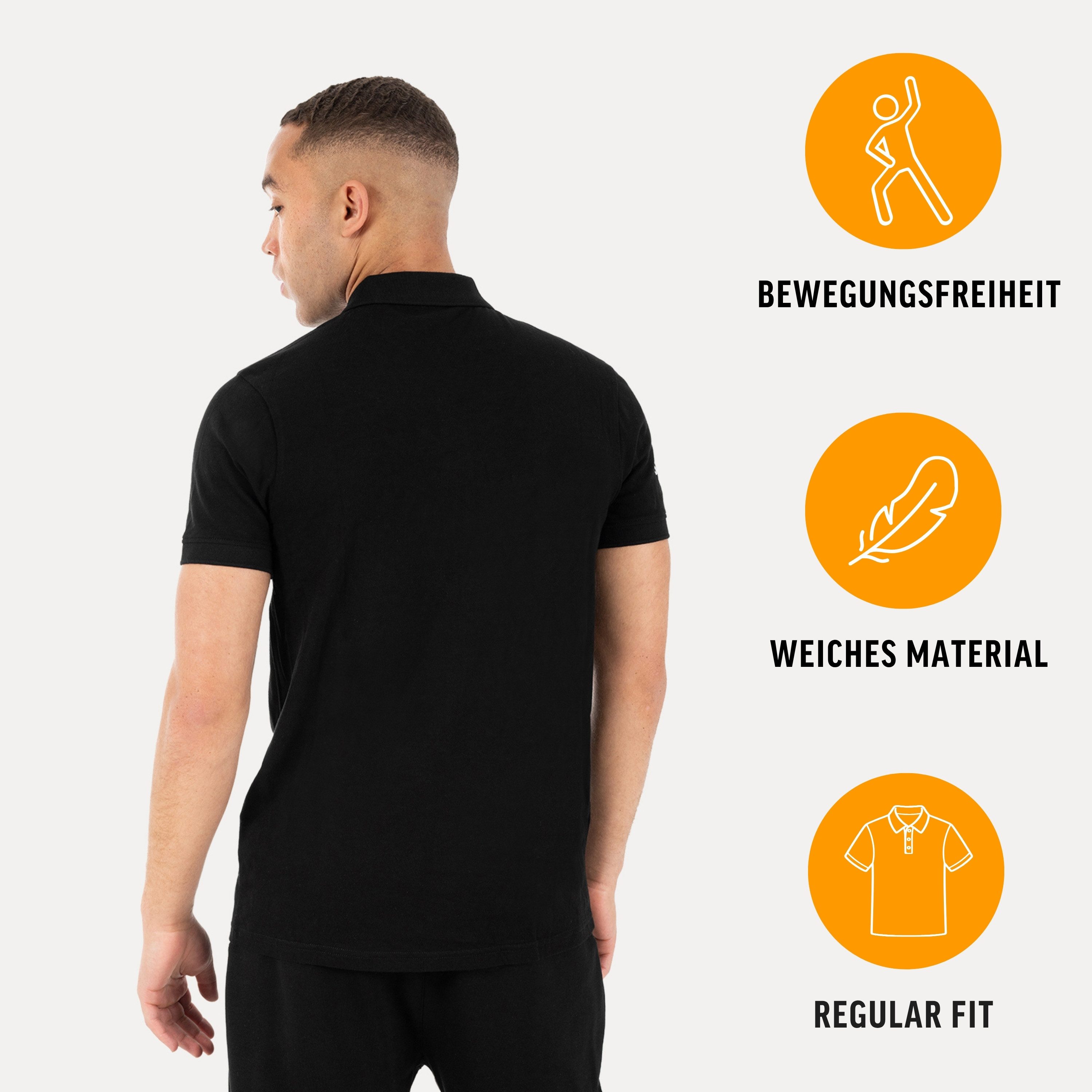 Smilodox T-Shirt Tjardo Herren, Poloshirt Regular Fit, mit Kragen, Baumwolle Sportbekleidung, Baumwollmix, Arm-Print, Komfort, Stretch