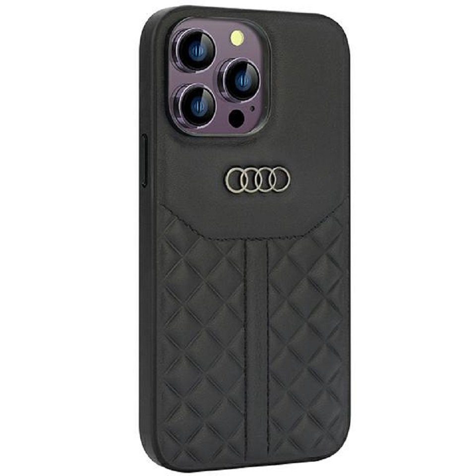 Audi Handyhülle Case iPhone 14 Pro Max Audi Serie Q8 schwarz Echtleder Logo Kunststof 6,7 Zoll, Kantenschutz