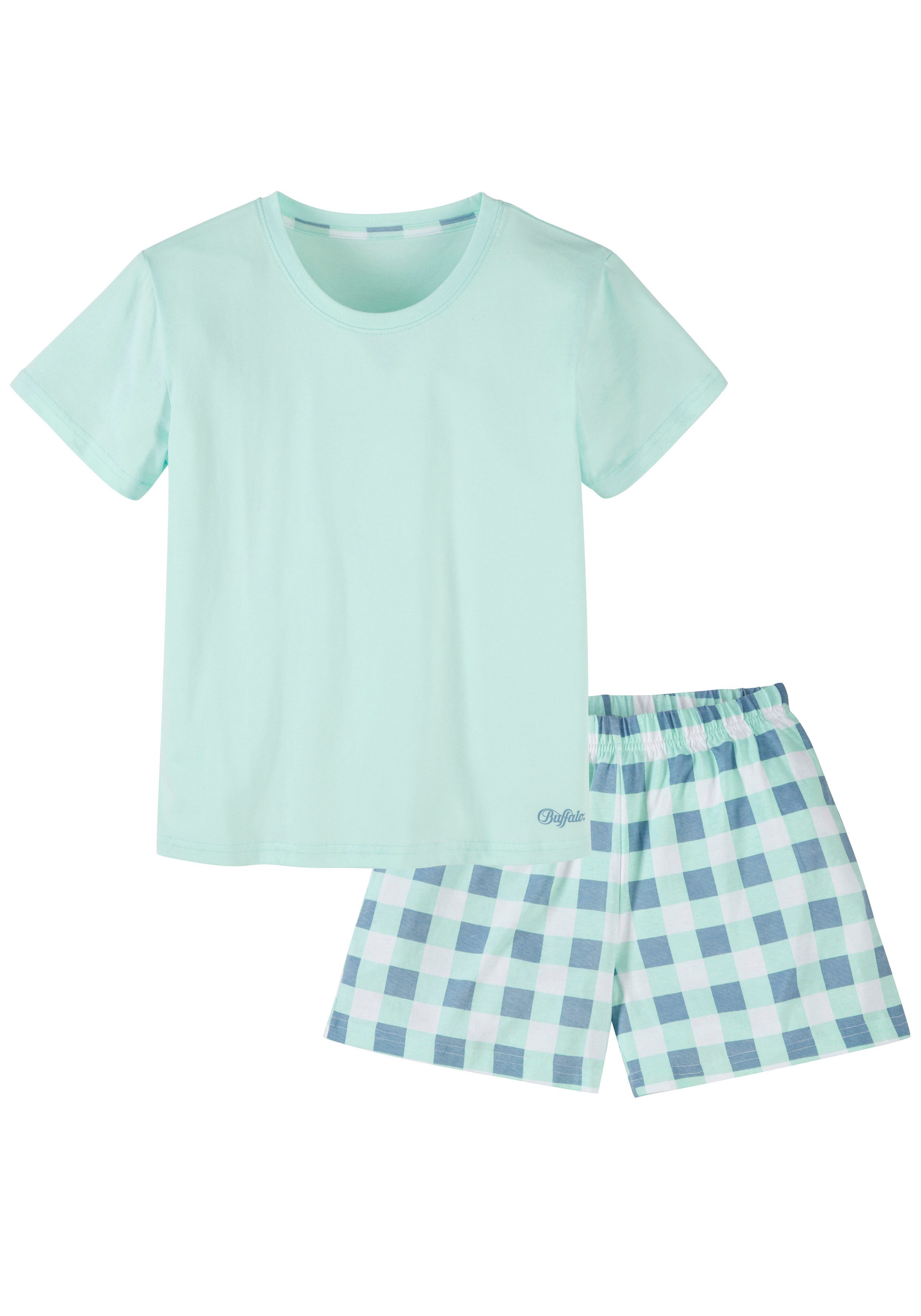 Buffalo Pyjama (2 tlg., 1 Stück) kurzer Schlafanzug mit karierter Hose