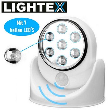 MAVURA LED Wandleuchte LIGHTEX LED Wandlampe Wandleuchte Wandstrahler, LED fest integriert, Tageslichtweiß, Led, mit Bewegungsmelder kabellos Batteriebetrieben Innen Außen