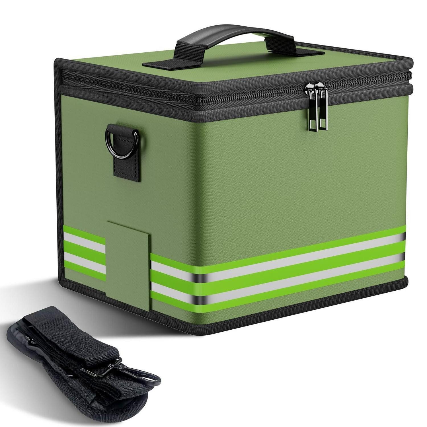 LuxusKollektion Akku-Schutzhülle Akku Tasche LiPo Feuerfest 24x20x18cm Doppelreißverschluss Grün