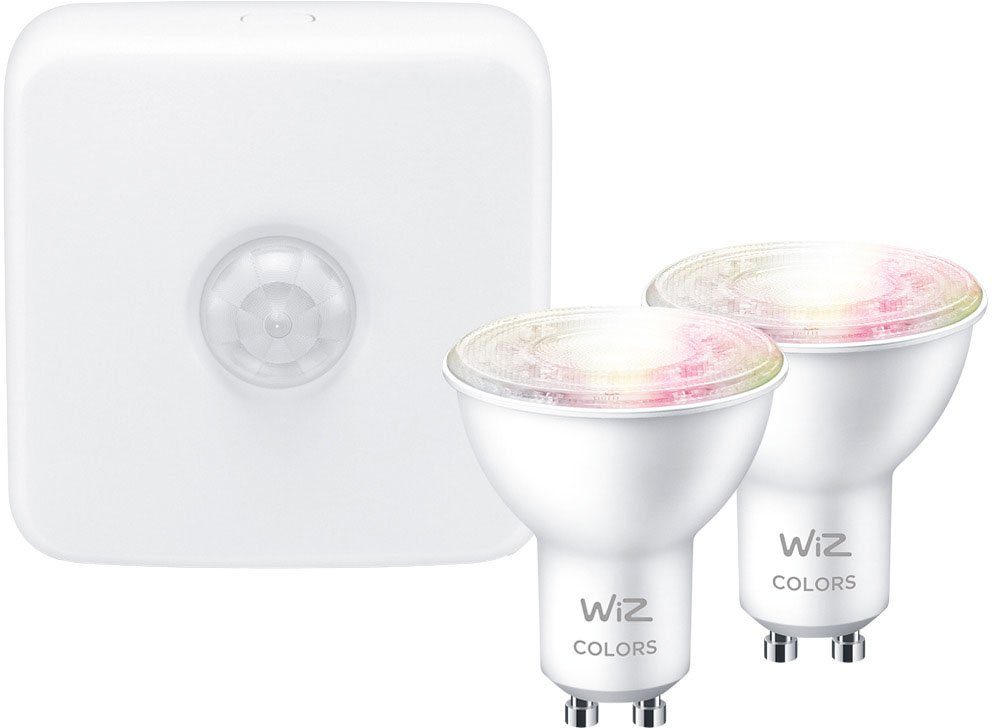 WiZ LED-Leuchtmittel White&Color 50W GU10 Spot + Wireless Sensor Set, GU10, Farbwechsler