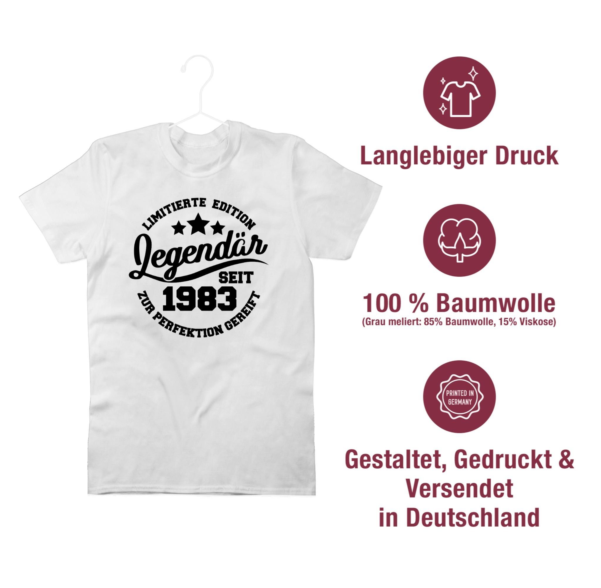 40. T-Shirt Weiß seit 3 1983 Geburtstag Shirtracer Legendär