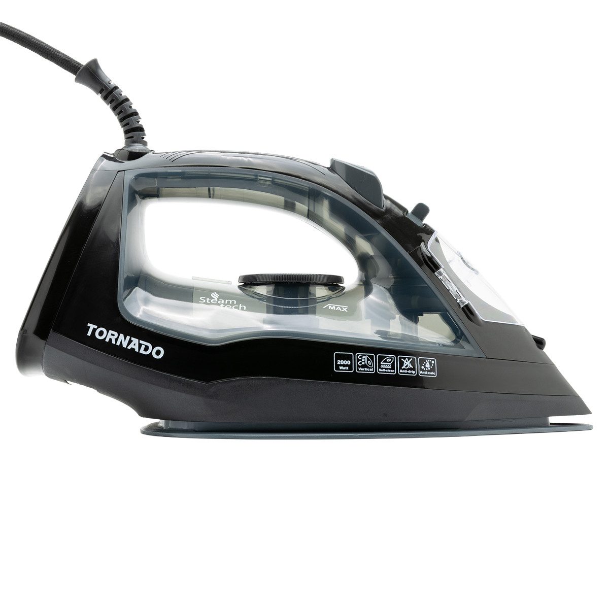 Tornado Dampfbügeleisen Dampfbügeleisen 2000W, Keramiksohle, 300 ml Tank, Tropfschutz,Schwarz