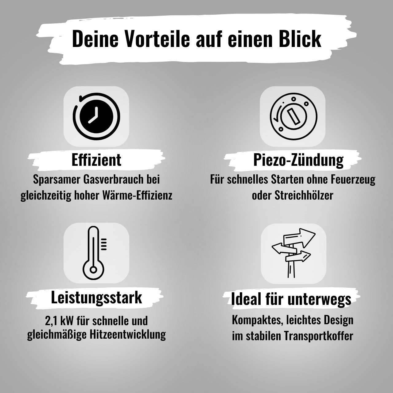 bahama Gaskocher mit 4x 227g Gas Kartuschen mobiler Kocher für Camping Kocher Outdoor, (4-St), Kartuschenkocher mit Gaskartusche 1-Flammig mit Trage-Koffer Gasherd