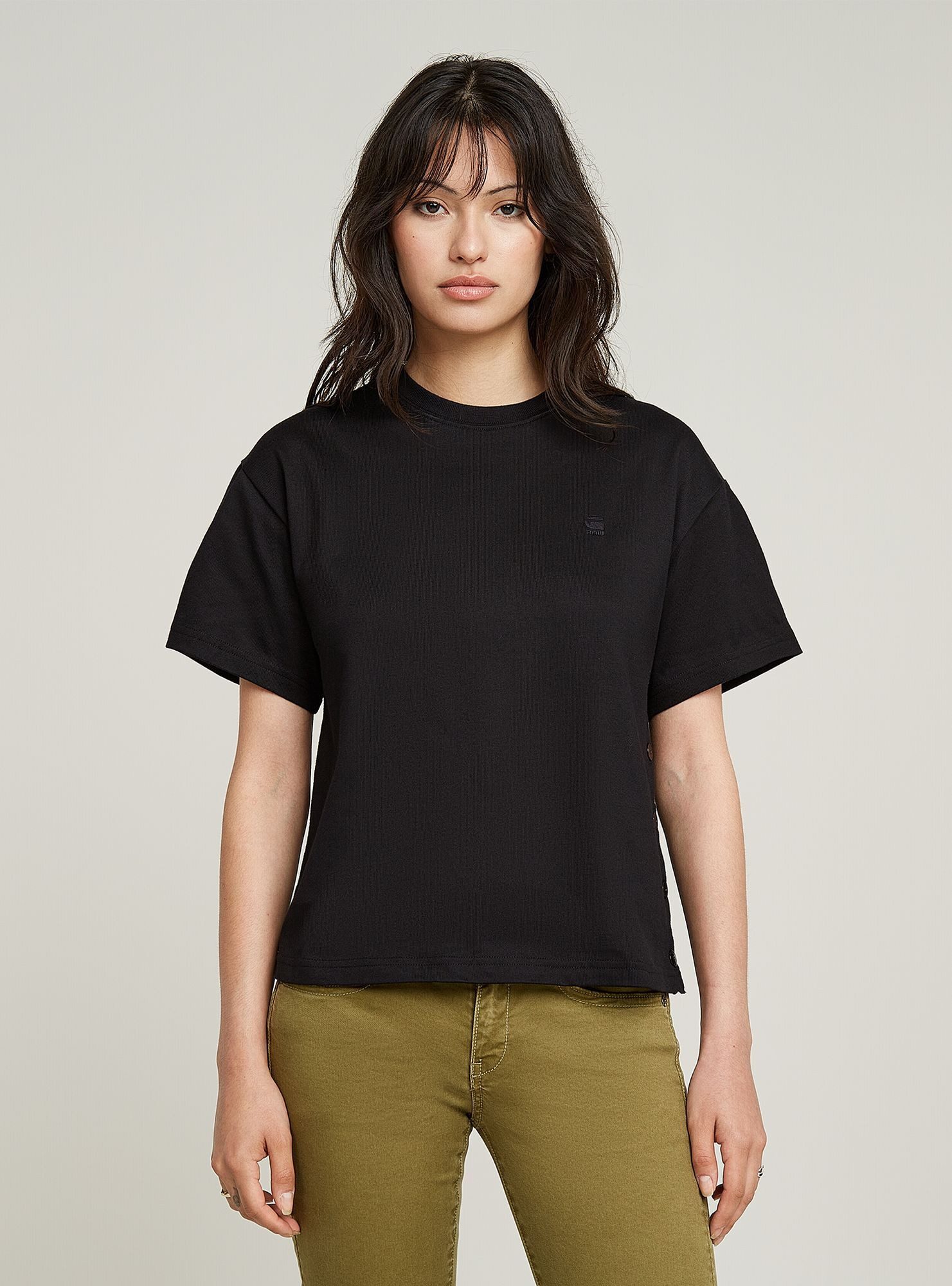 G-STAR T-Shirt Side Buttons Relaxed Top